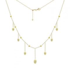 Beautiful Dangle Yellow Gold 14 Karat Long Choker Necklace For Her