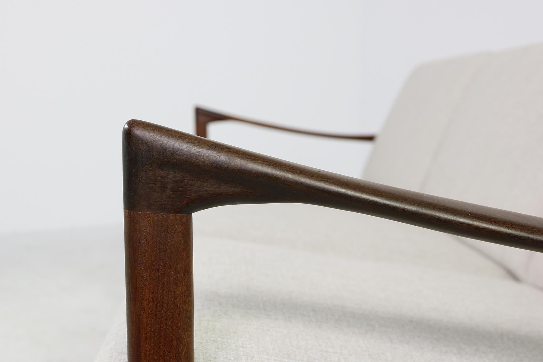 Beautiful Danish 1960s Kofod Larsen Teak Sofa, Mod. Kandidaten, New Upholstery For Sale 5