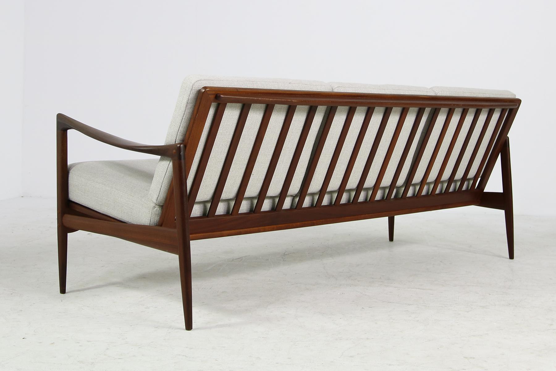 Mid-20th Century Beautiful Danish 1960s Kofod Larsen Teak Sofa, Mod. Kandidaten, New Upholstery For Sale
