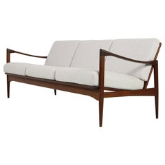 Beautiful Danish 1960s Kofod Larsen Teak Sofa, Mod. Kandidaten, New Upholstery