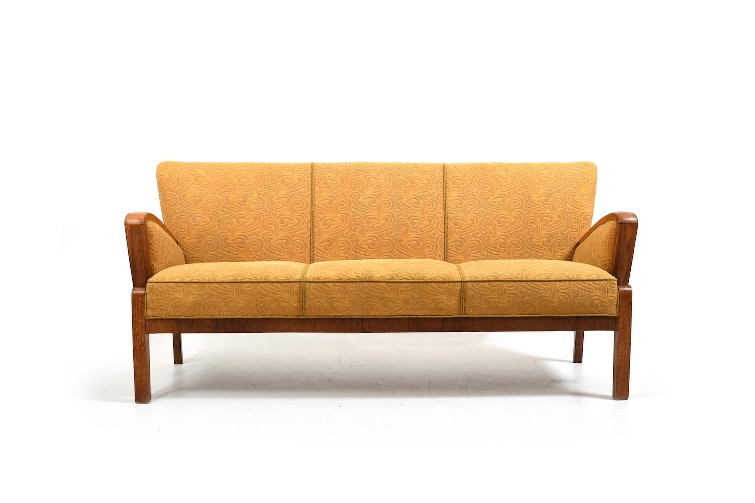 Danese Bellissimo divano danese Art Deco anni '30 in Oak in vendita