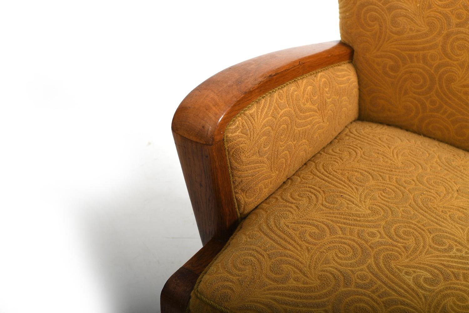 Tessuto Bellissimo divano danese Art Deco anni '30 in Oak in vendita
