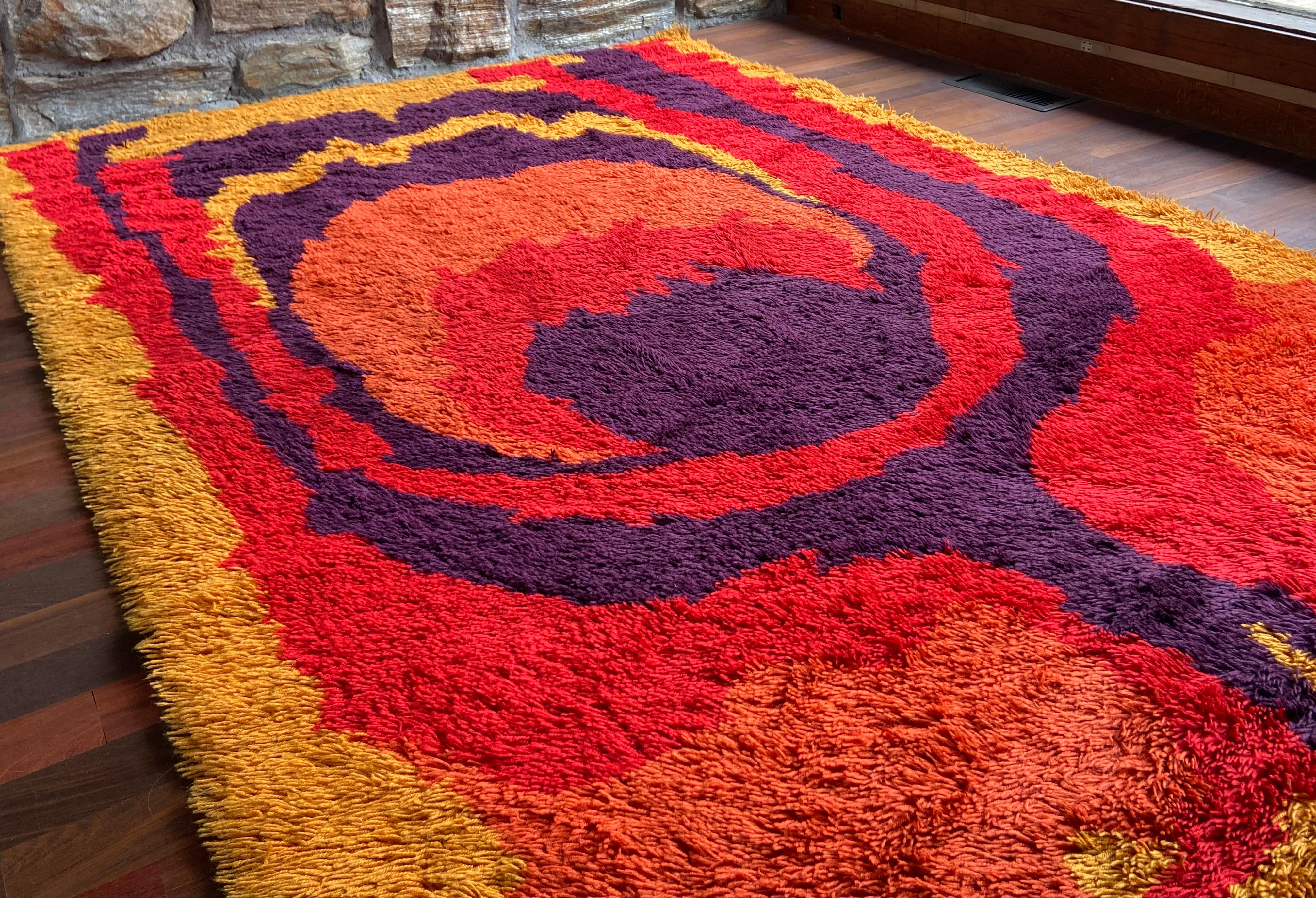 Scandinavo moderno Bellissimo tappeto danese di lana Ege Rya 6' x 9' in vendita