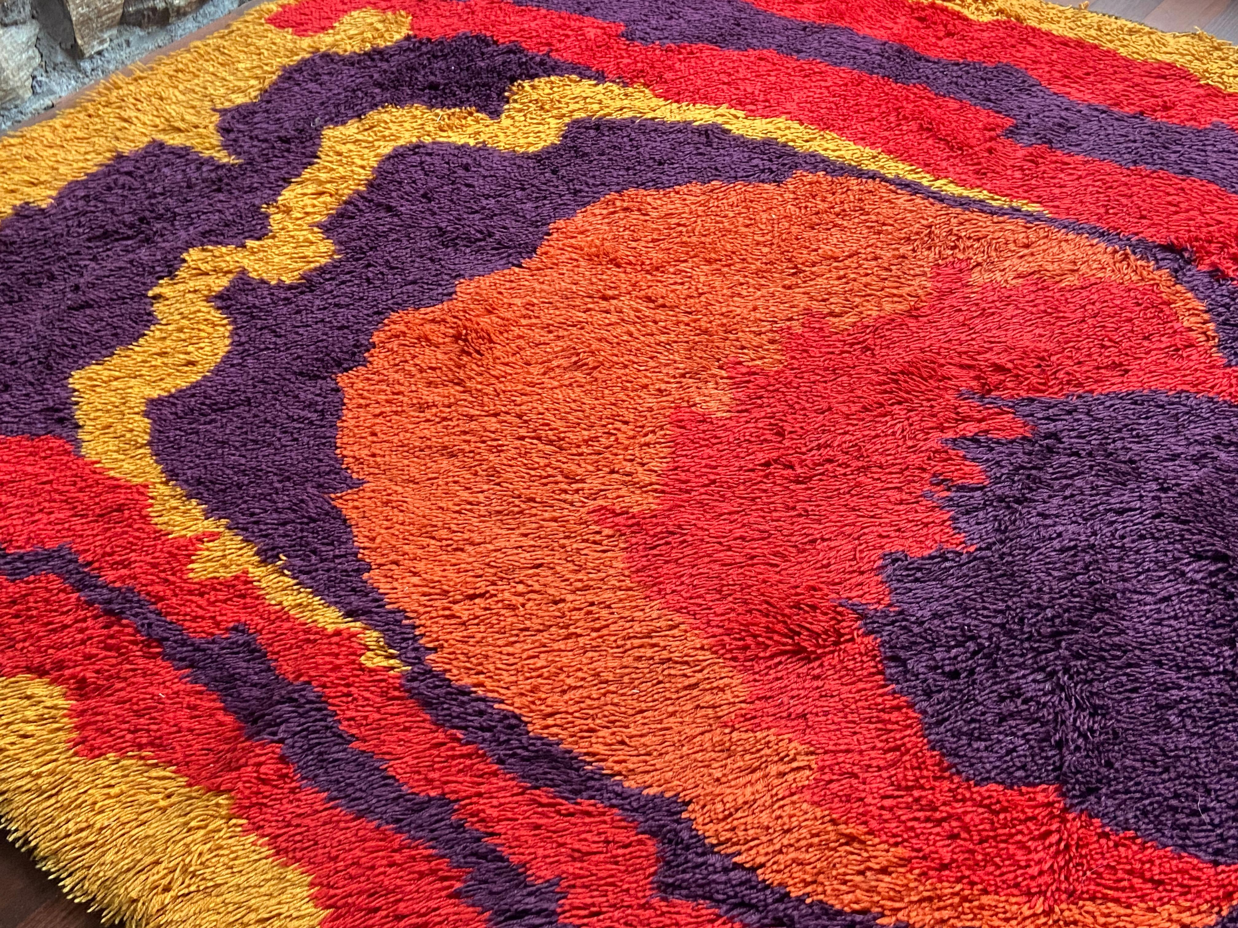 Danese Bellissimo tappeto danese di lana Ege Rya 6' x 9' in vendita