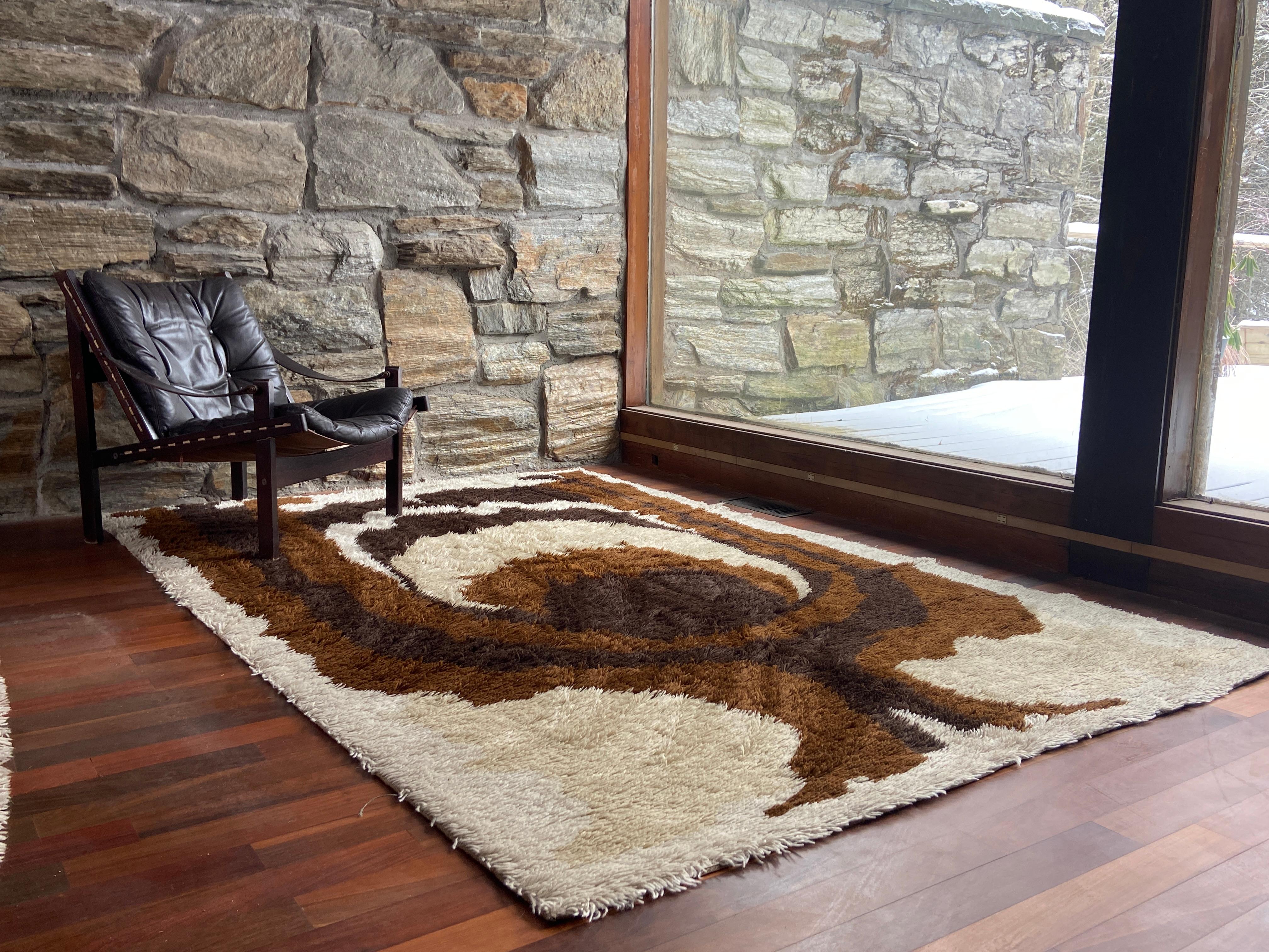 Bellissimo tappeto danese di lana Ege Rya 6' x 9' In condizioni buone in vendita a Liberty, NY