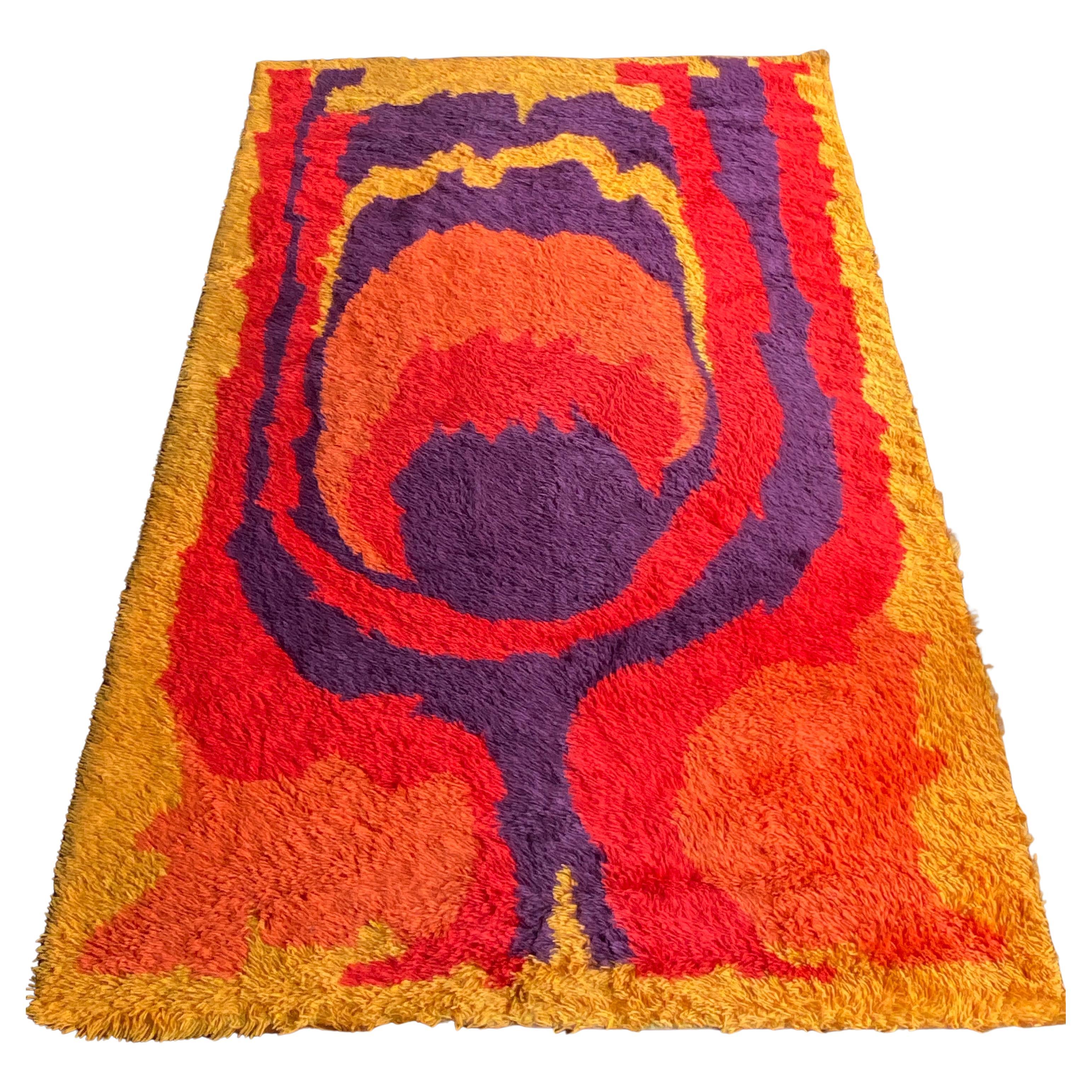 Preciosa alfombra danesa de lana Ege Rya 6' x 9'