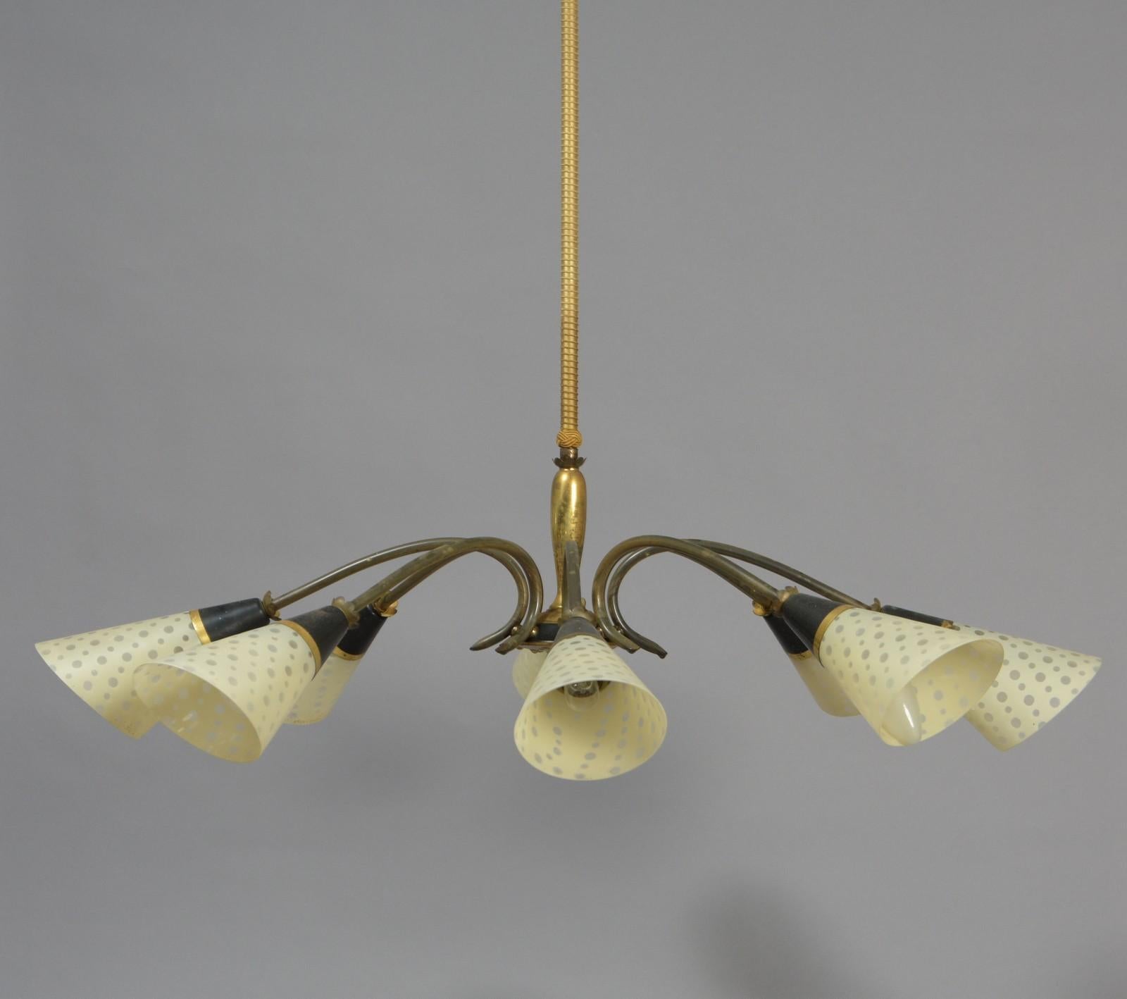 Beautiful Danish Large Midcentury Chandelier In Good Condition For Sale In Vienna, AT