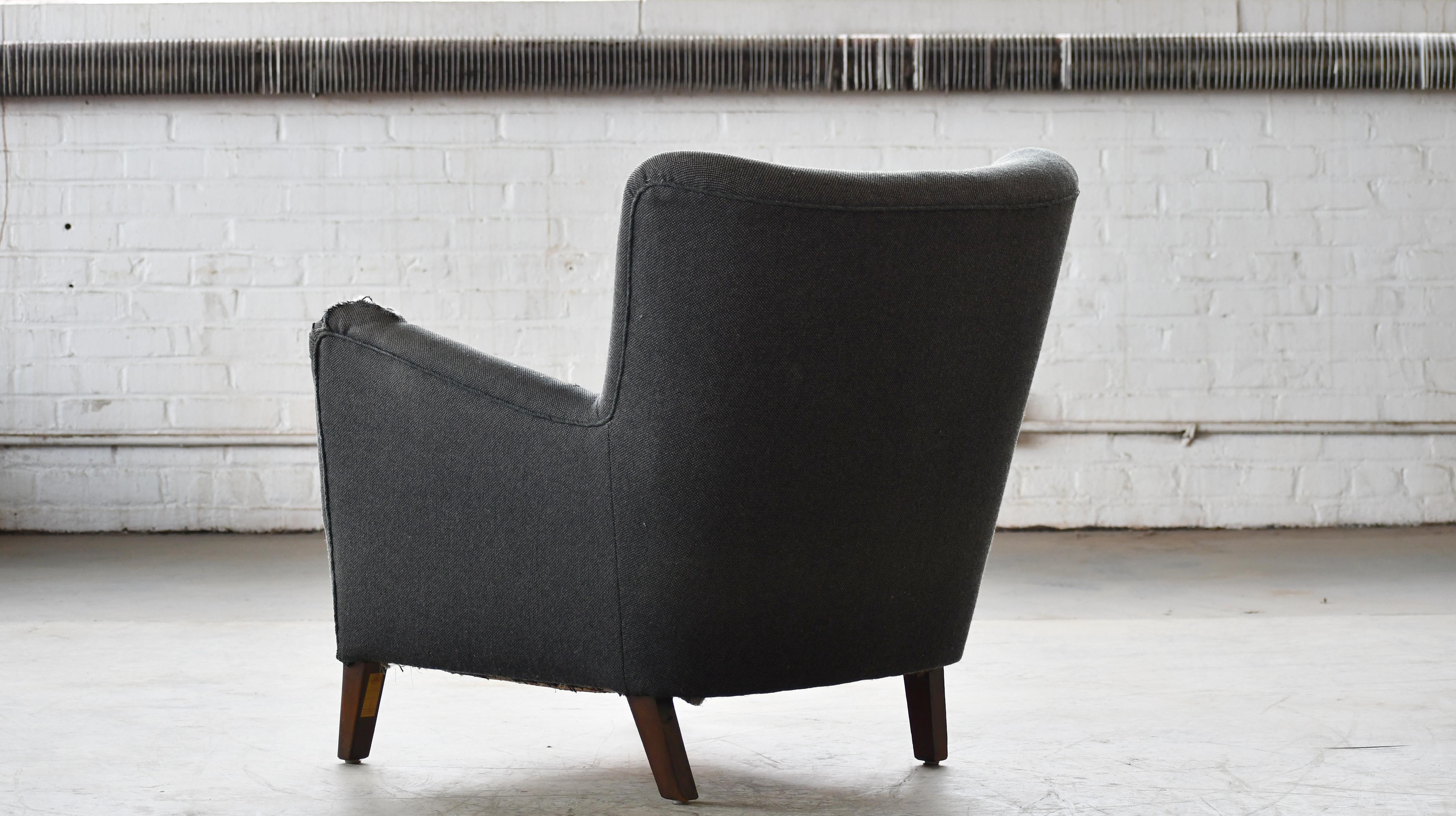 Beautiful Danish Lounge Chair Style of Fritz Hansen's Model 1669, 1940's  1