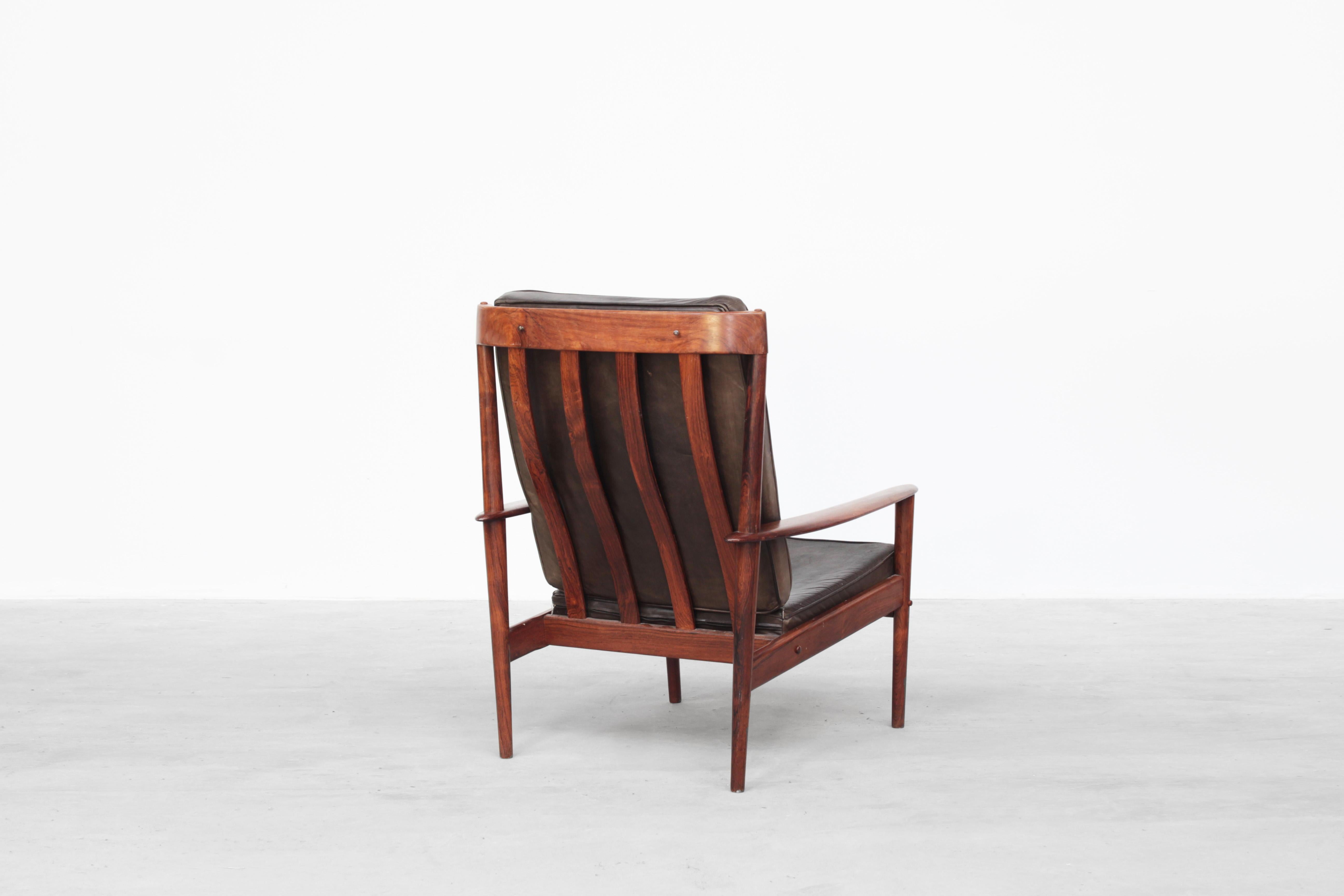 20th Century Beautiful Danish Lounge Easy Chair by Grete Jalk for P. Jeppesen in Leather