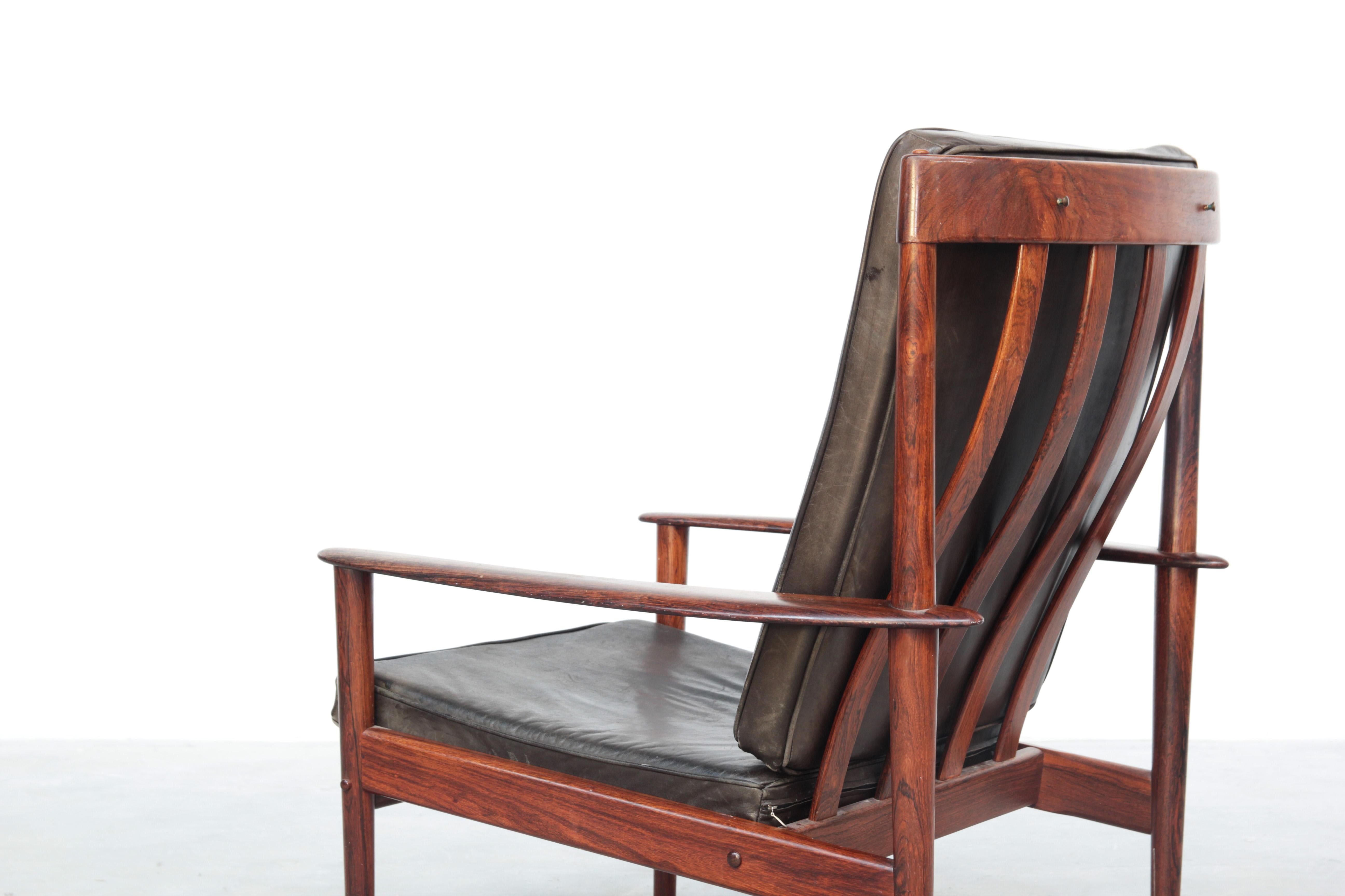 Beautiful Danish Lounge Easy Chair by Grete Jalk for P. Jeppesen in Leather 1