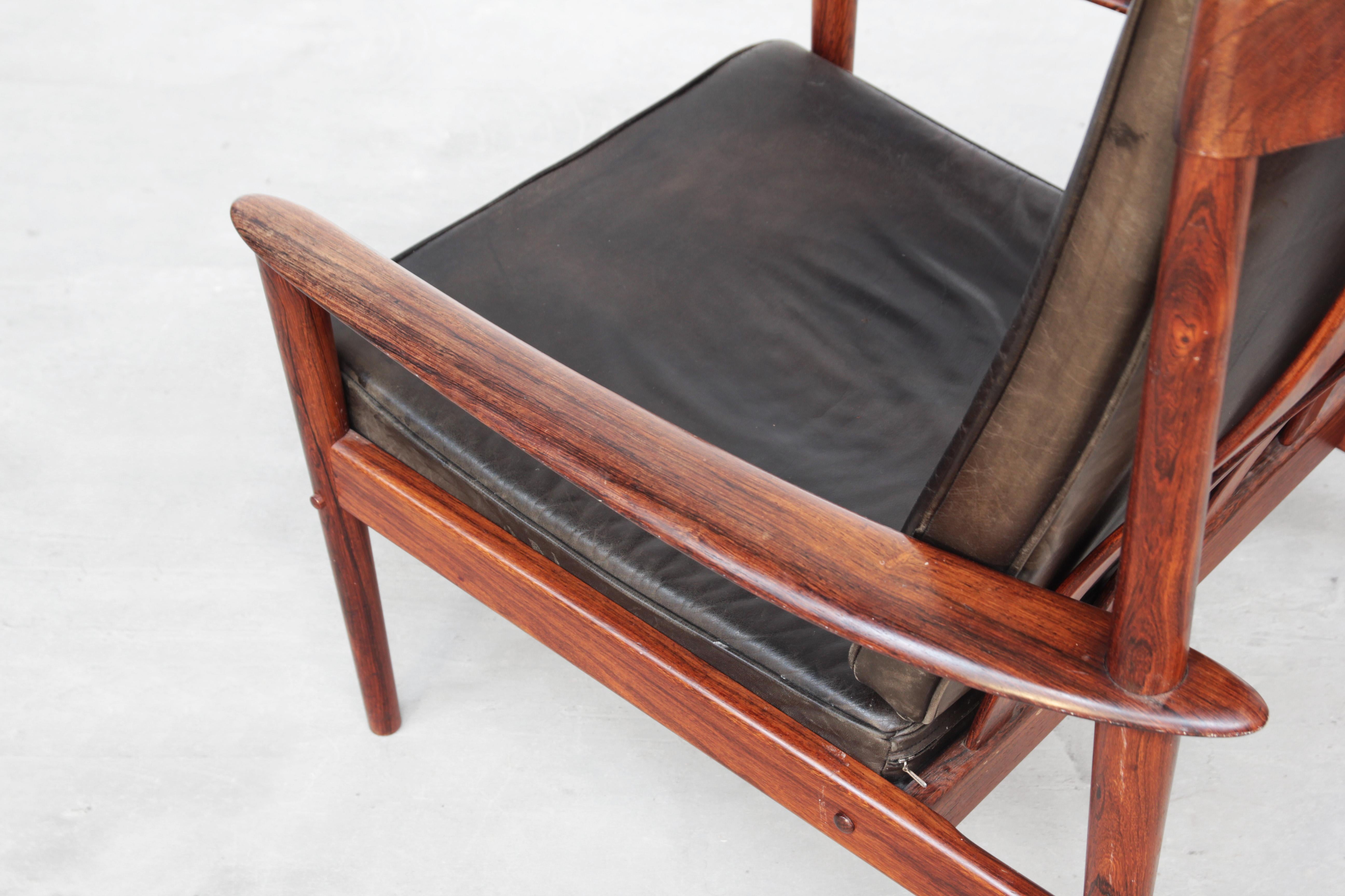 Beautiful Danish Lounge Easy Chair by Grete Jalk for P. Jeppesen in Leather 2