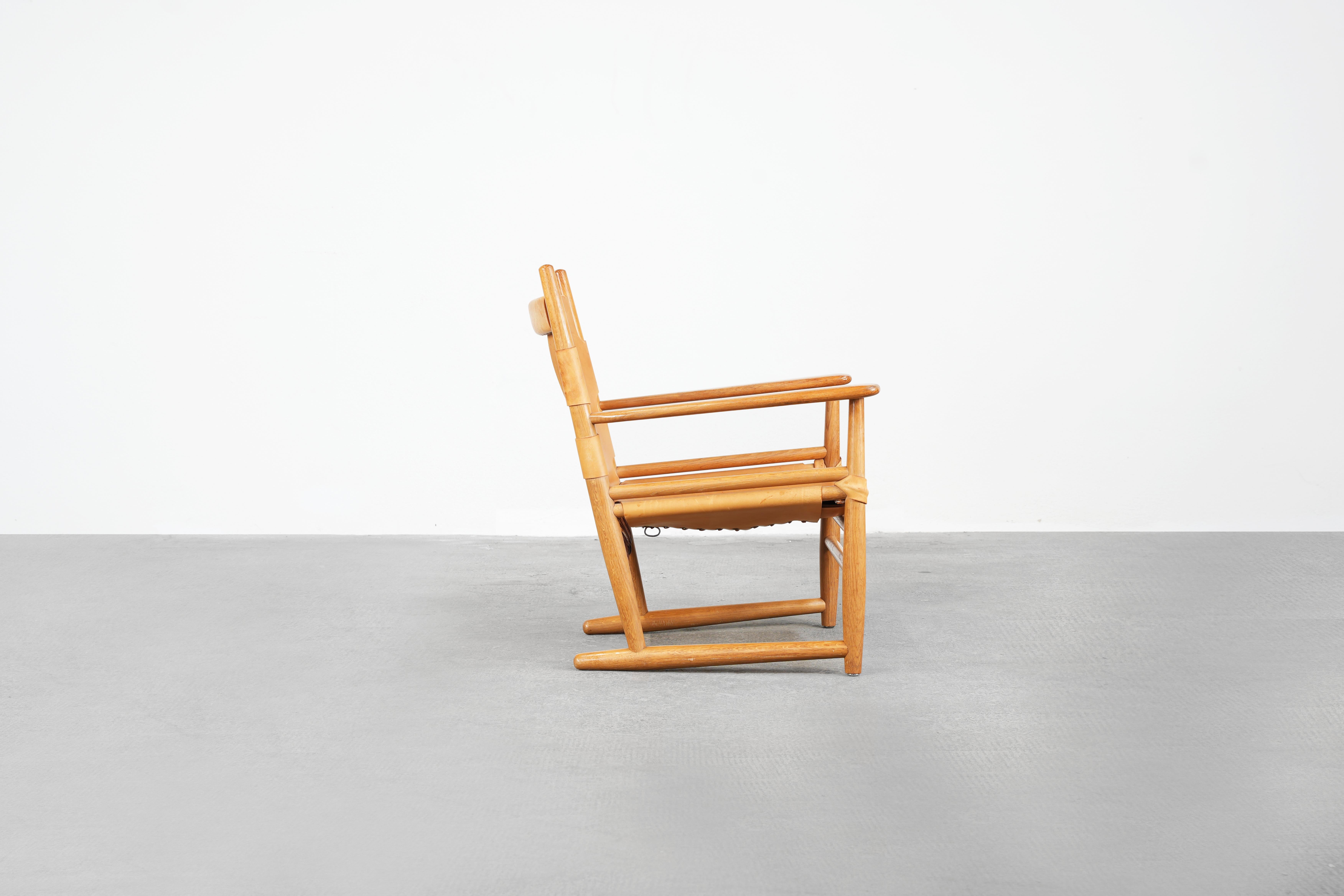 Beautiful Danish Oak hunting Lounge Chair from the, 1960s In Good Condition In Berlin, DE