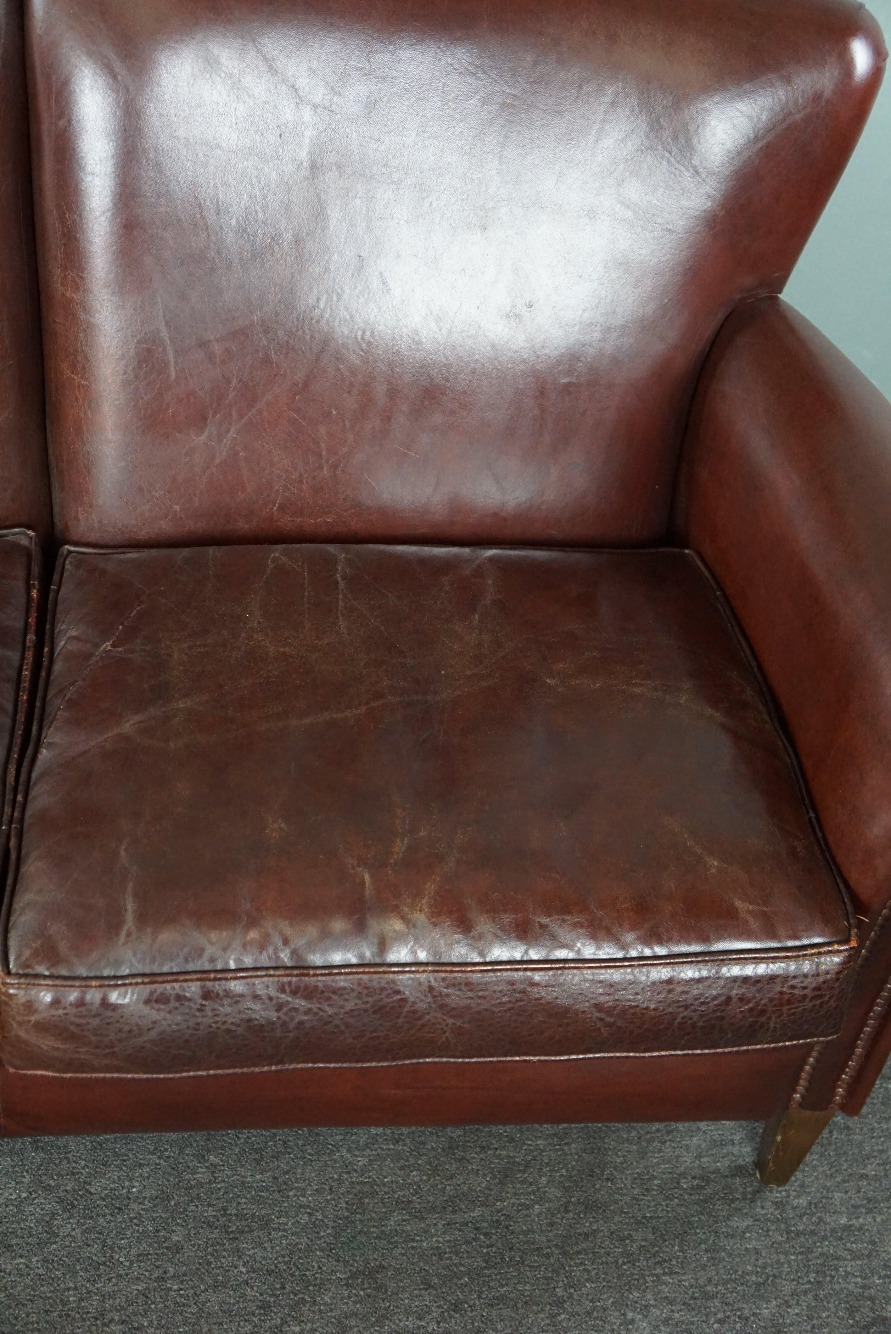 Beautiful dark-classic designed sheepskin 2-seater sofa For Sale 1