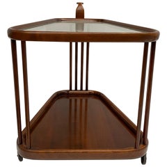 Beautiful Dark Stained Walnut Serving Trolley, Cesare Lacca Attributed, Italy