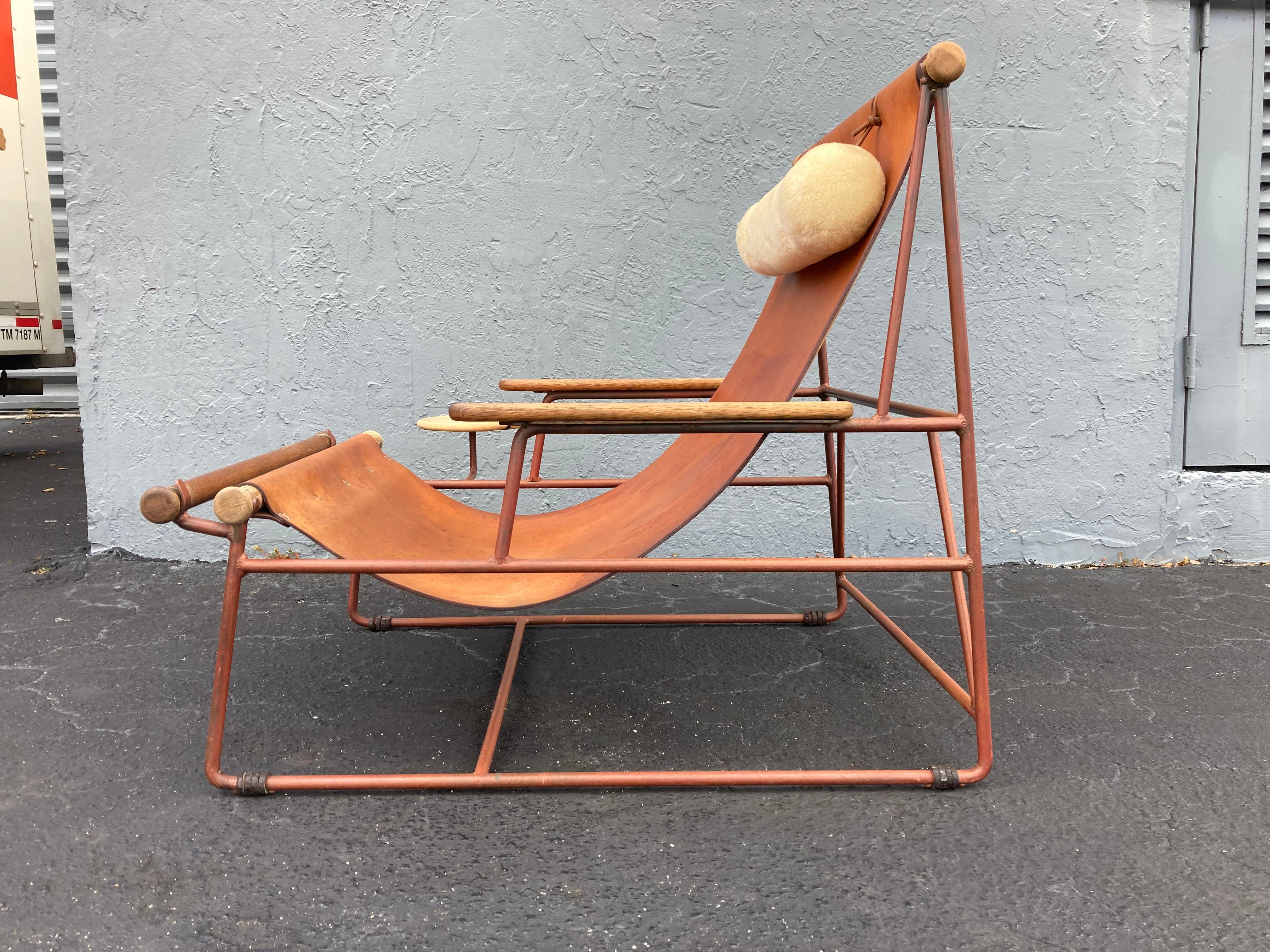 Bronze Beautiful Deck Lounge Chair Designed by Tyler Hays and Made by BDDW, Leather
