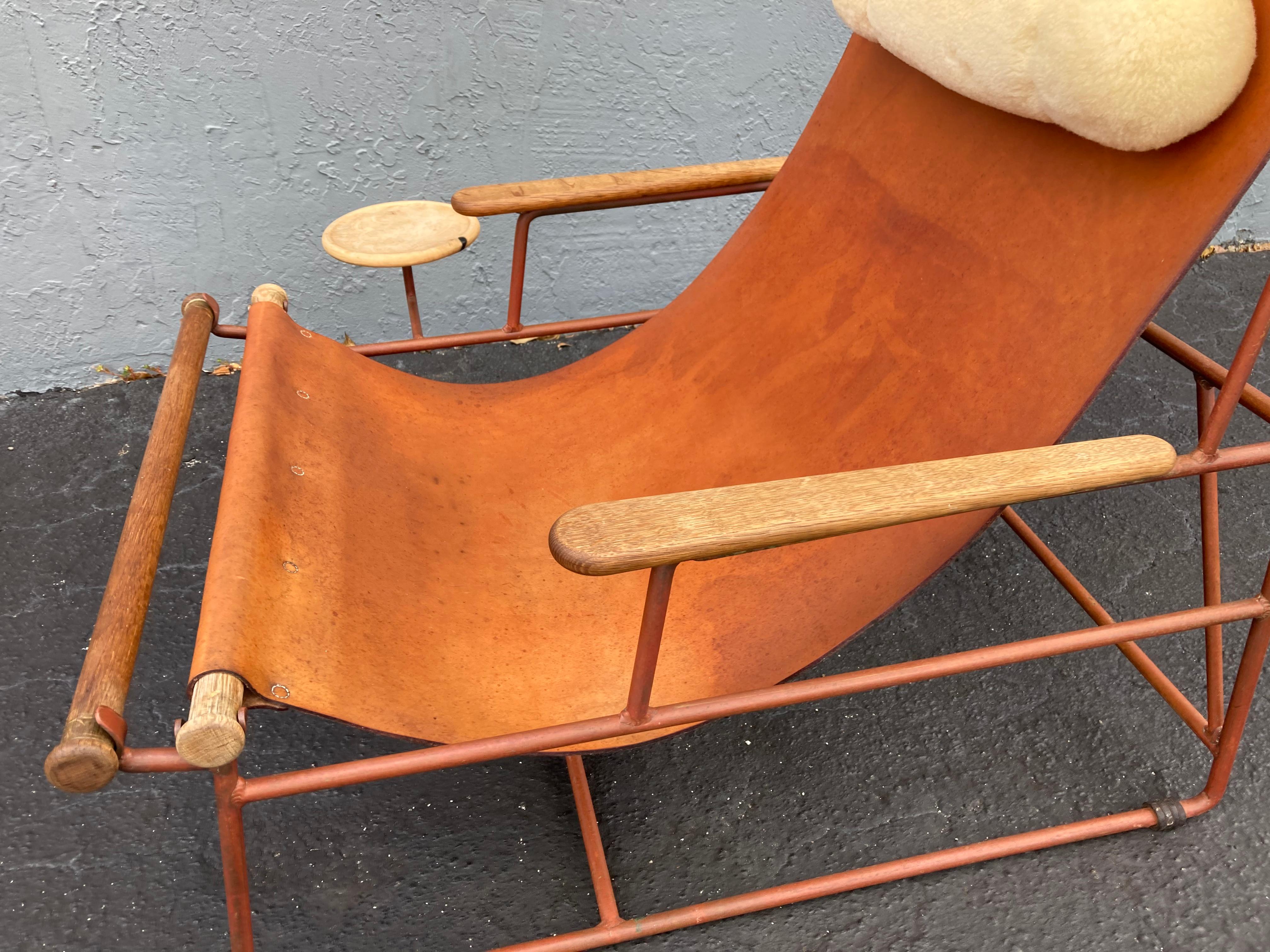 Beautiful Deck Lounge Chair Designed by Tyler Hays and Made by BDDW, Leather 2