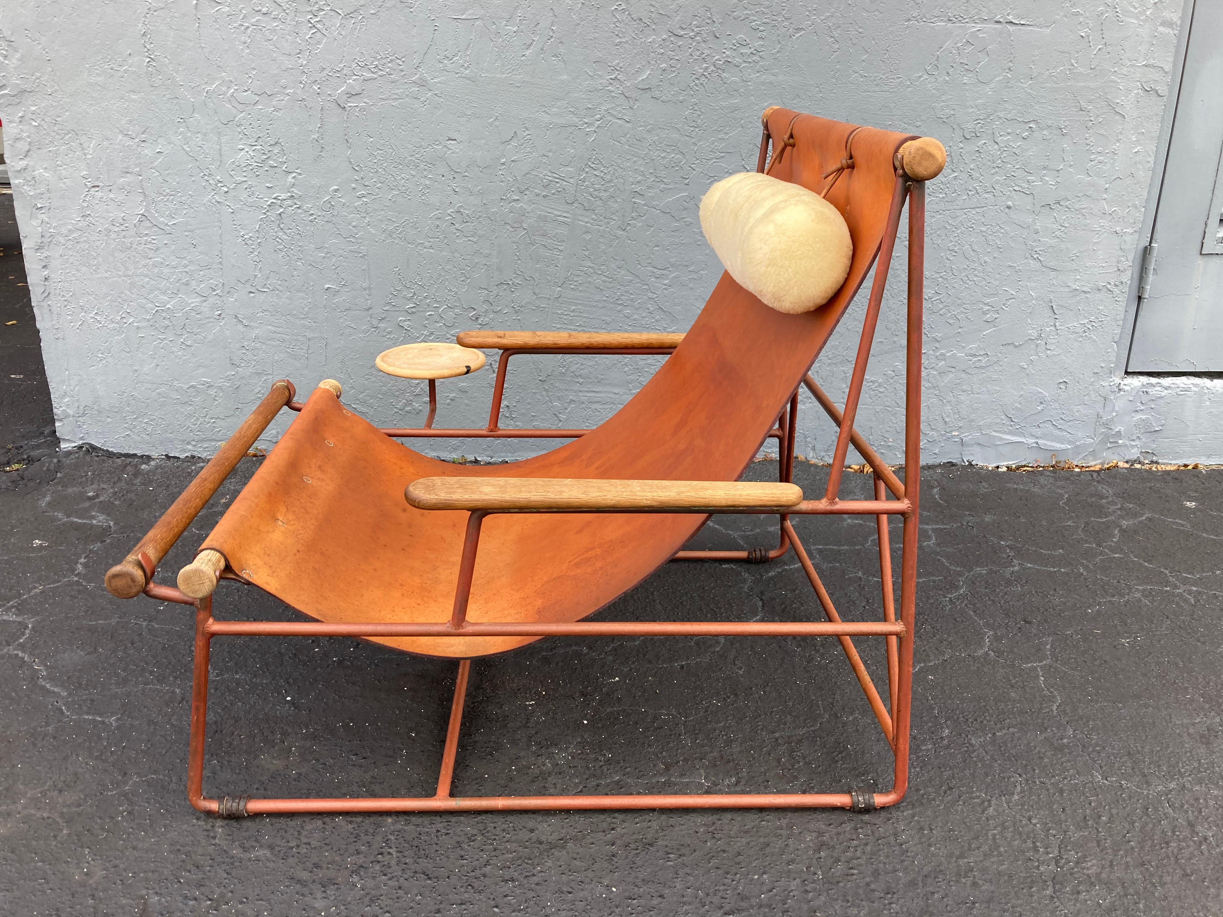 Beautiful Deck Lounge Chair Designed by Tyler Hays and Made by BDDW, Leather 3
