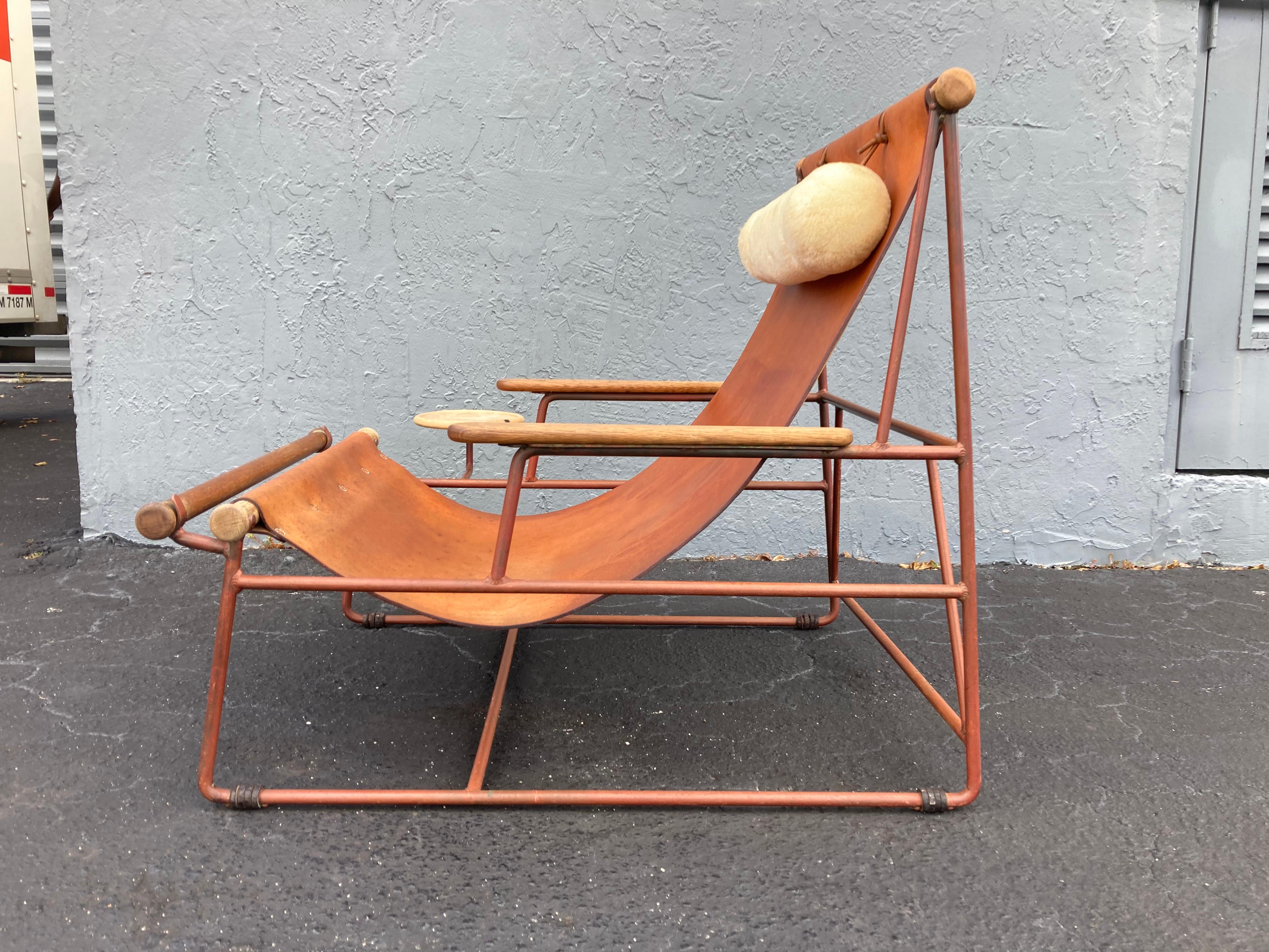 Beautiful Deck Lounge Chair Designed by Tyler Hays and Made by BDDW, Leather 4