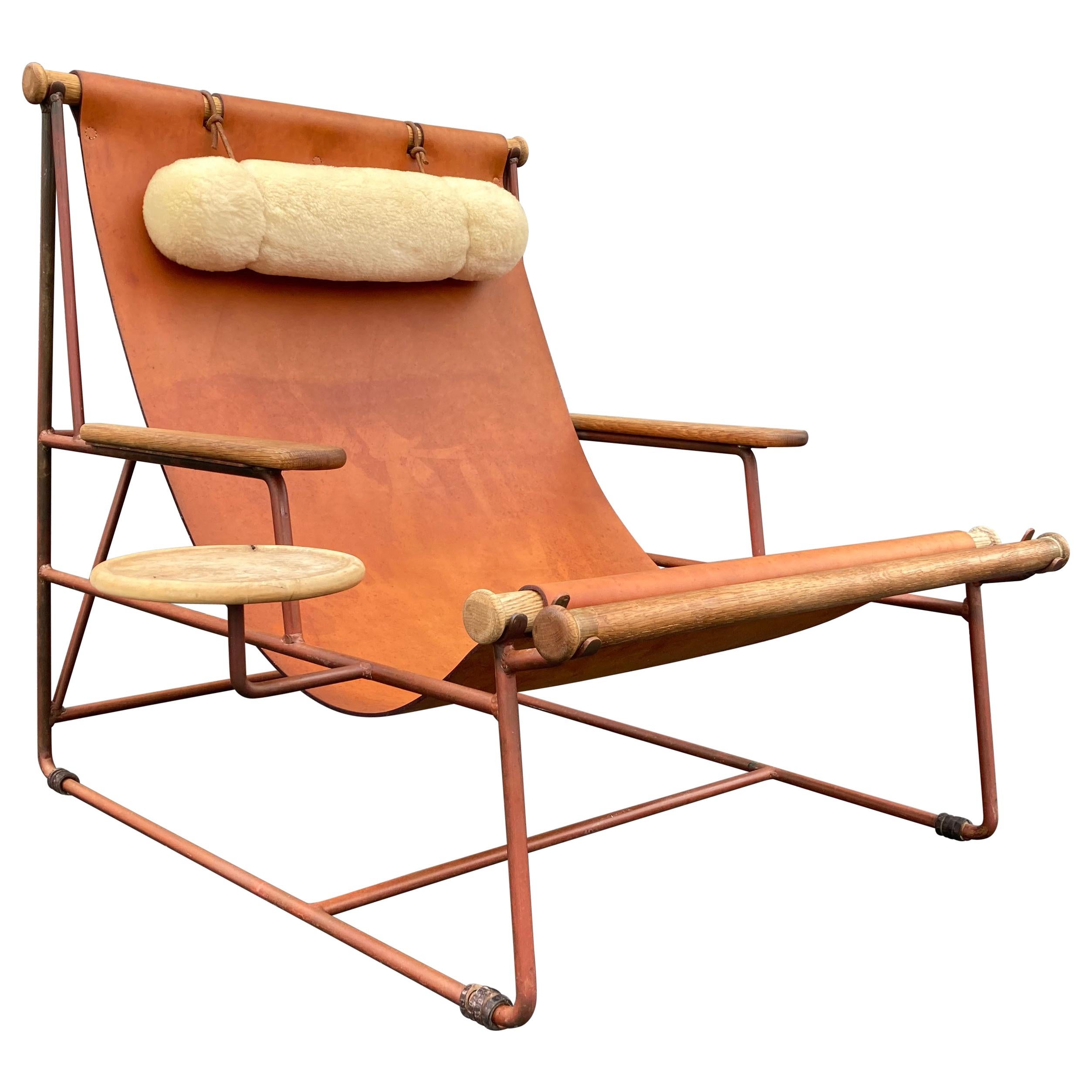 Beautiful Deck Lounge Chair Designed by Tyler Hays and Made by BDDW, Leather