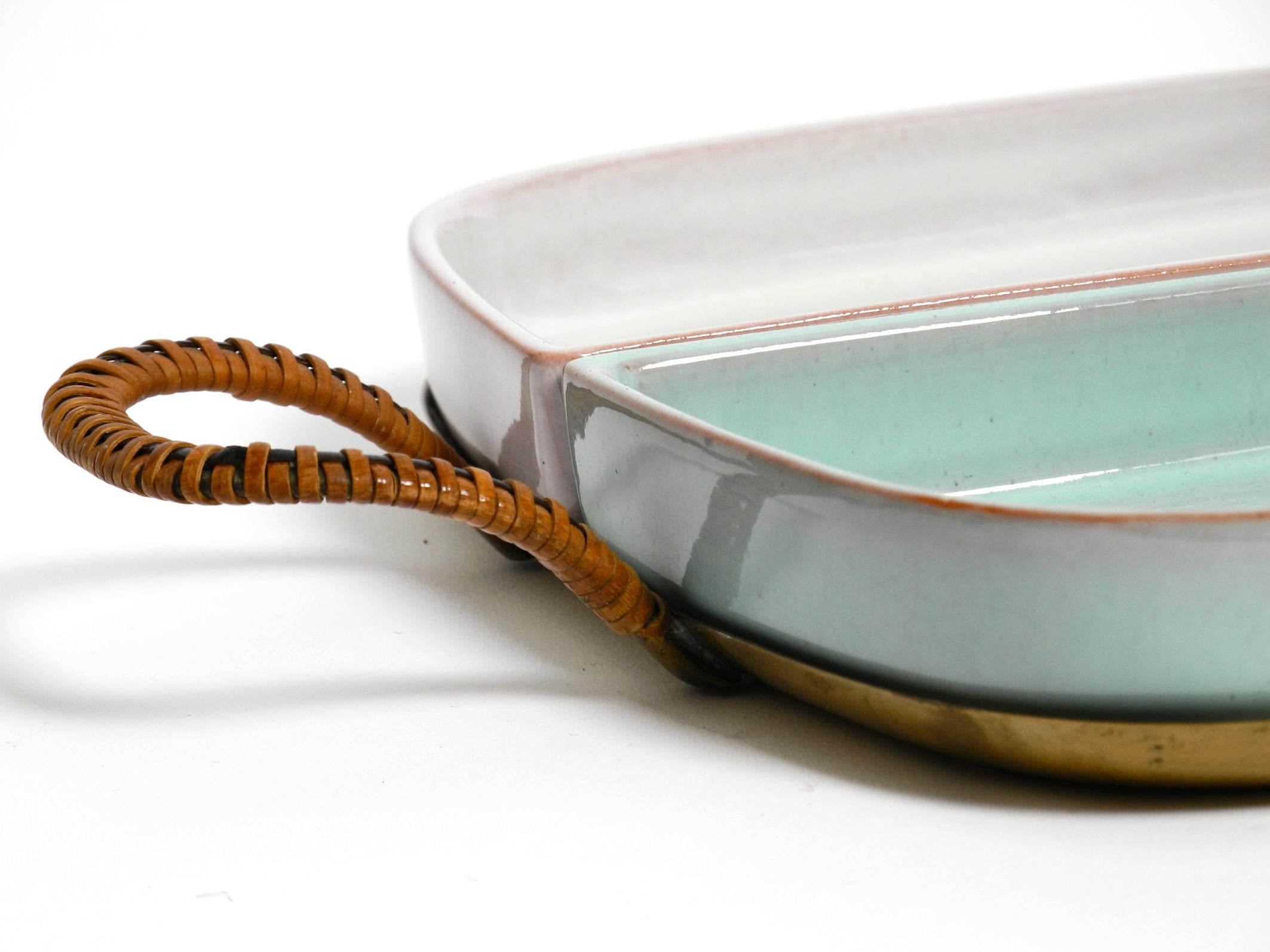 Beautiful decorative 1930s ceramic bowls on a brass tray from Karlsruhe Ceramic 6