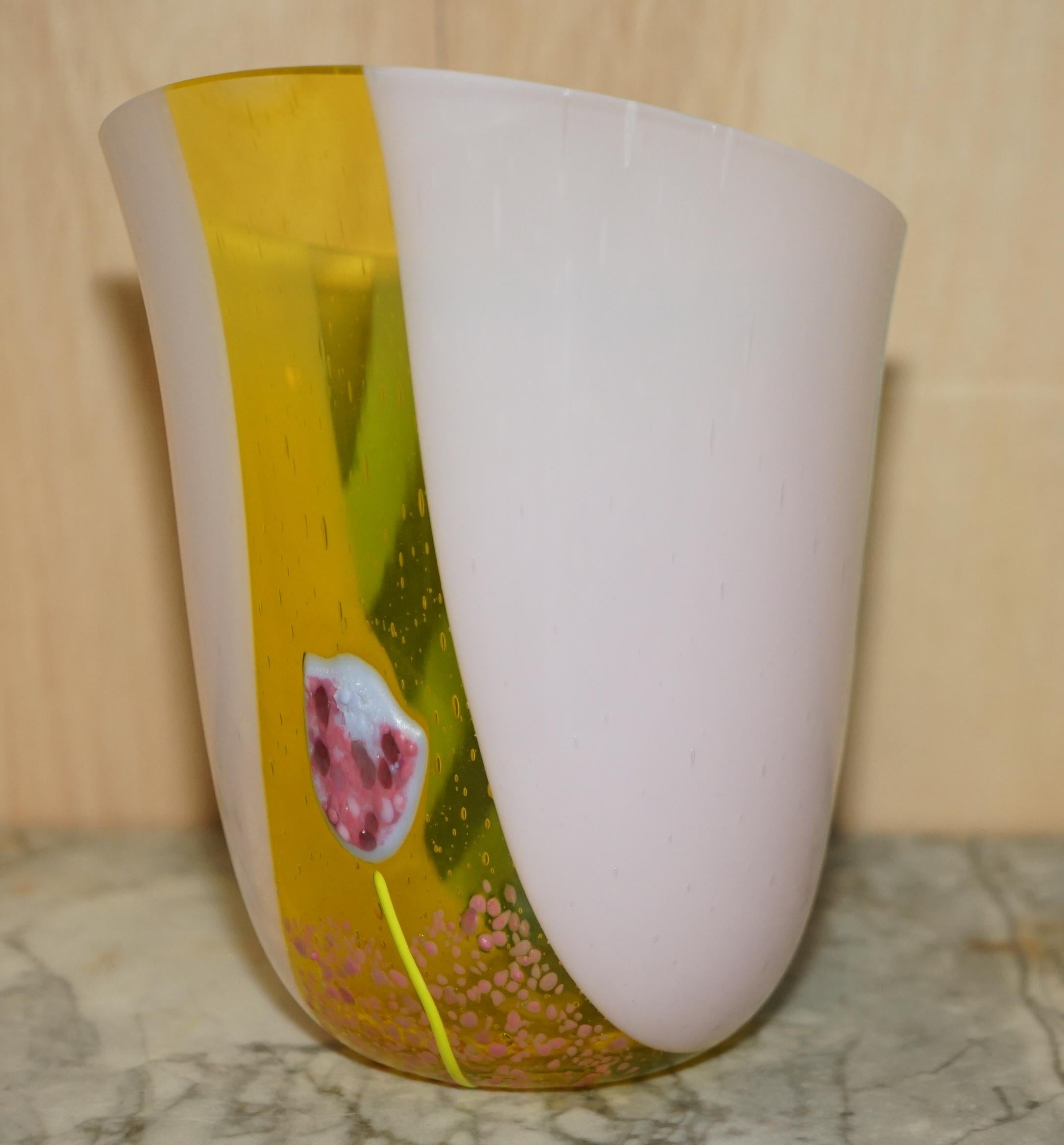 Beautiful Decorative CM Stamped Custom Made Decorative Floral Glass Vase For Sale 6