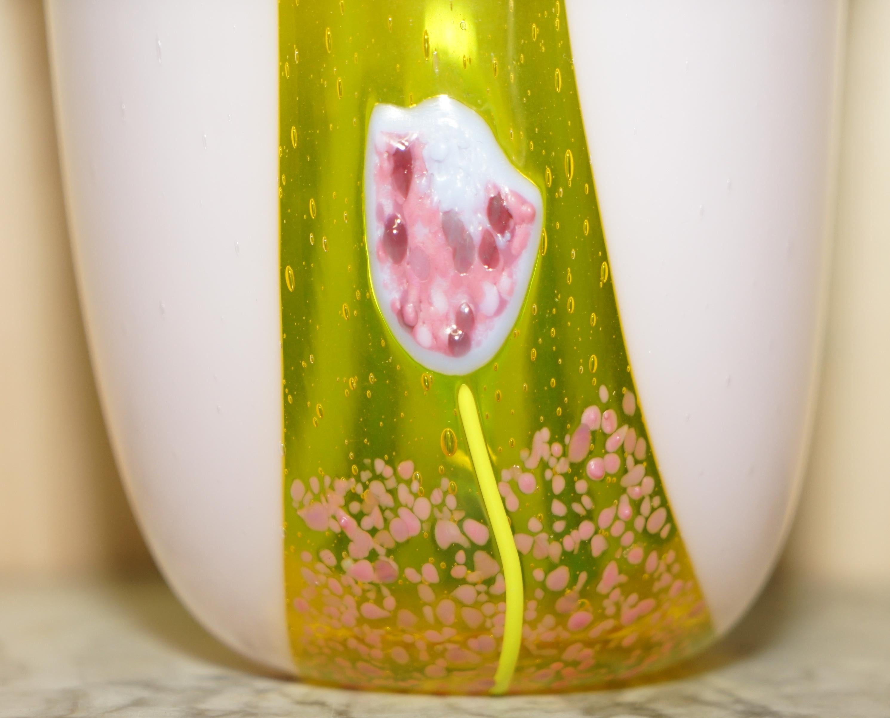 Beautiful Decorative CM Stamped Custom Made Decorative Floral Glass Vase For Sale 2