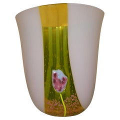 Vintage Beautiful Decorative CM Stamped Custom Made Decorative Floral Glass Vase