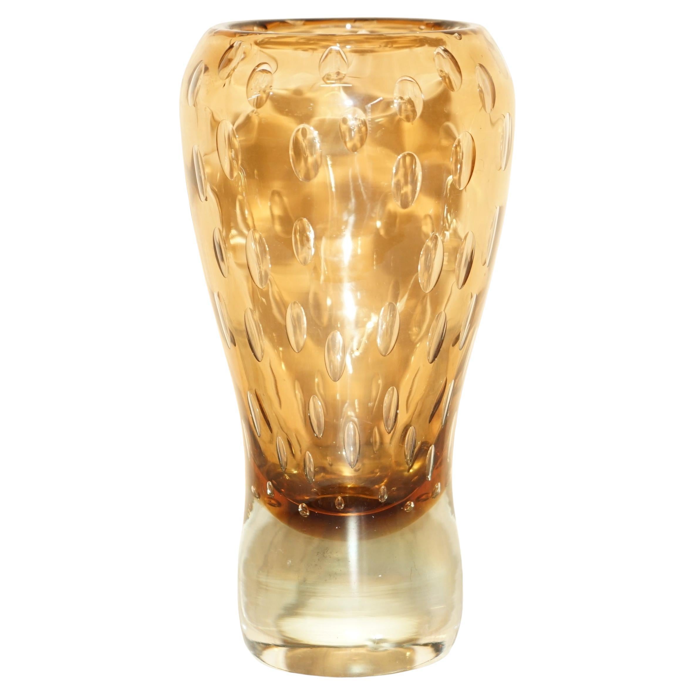 Beautiful Decorative Custom Made Decorative Glass Vase with Air Bubble Design For Sale