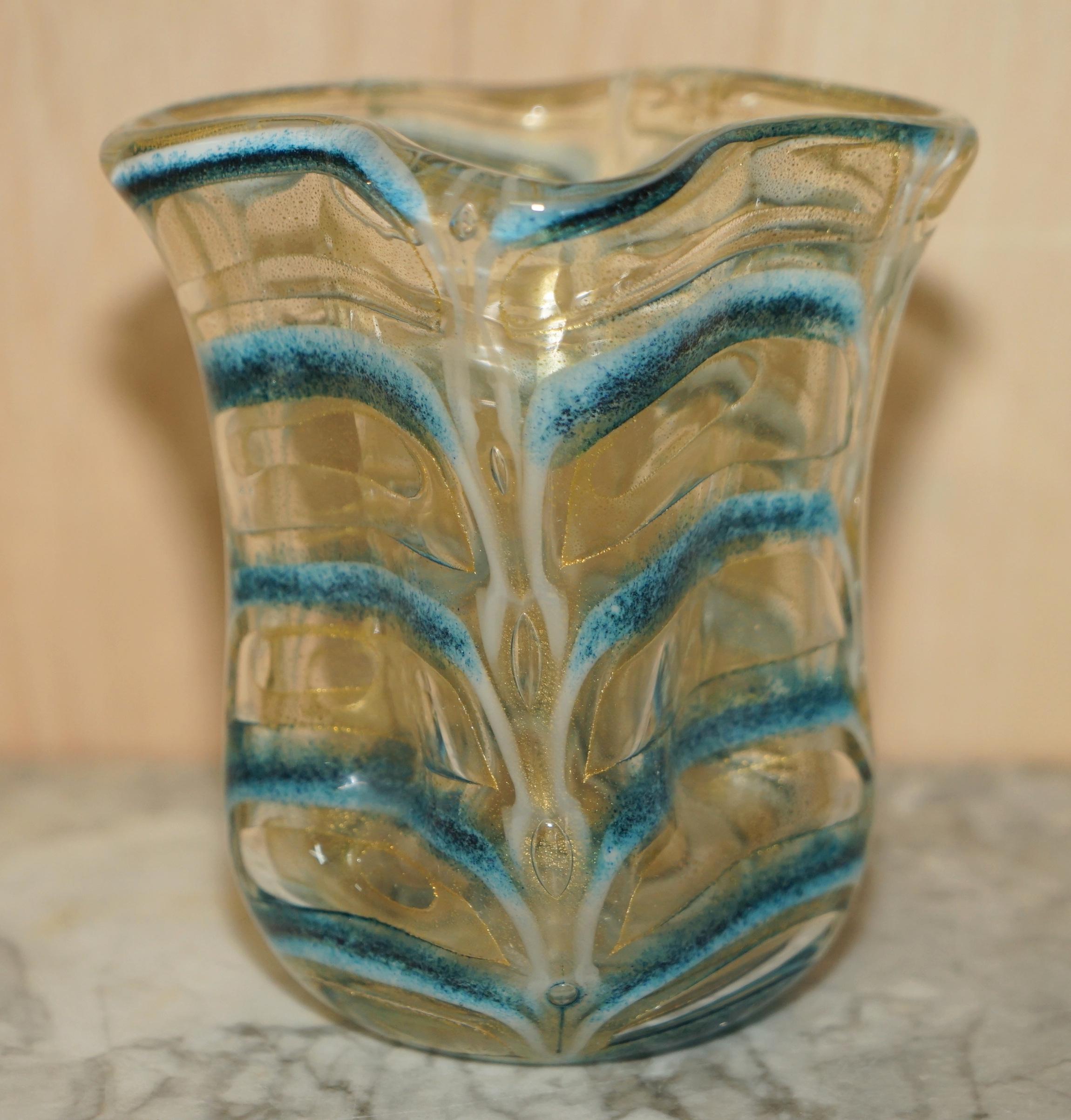 Beautiful Decorative Custom Made Decorative Glass Vase with Crimped Design For Sale 6
