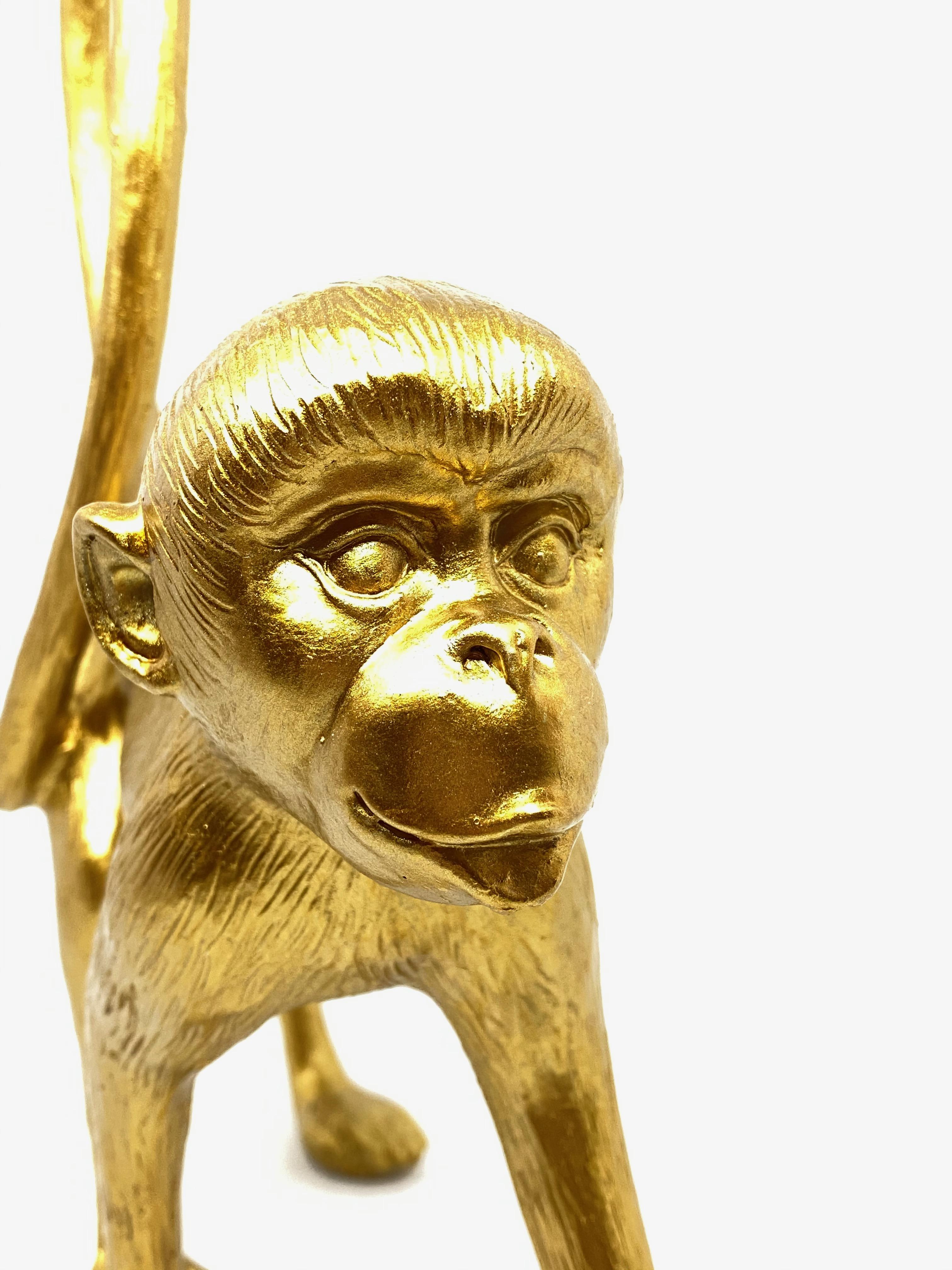 Resin Beautiful Decorative Gilt Monkey Animal Statue Vintage Modern, 1980s