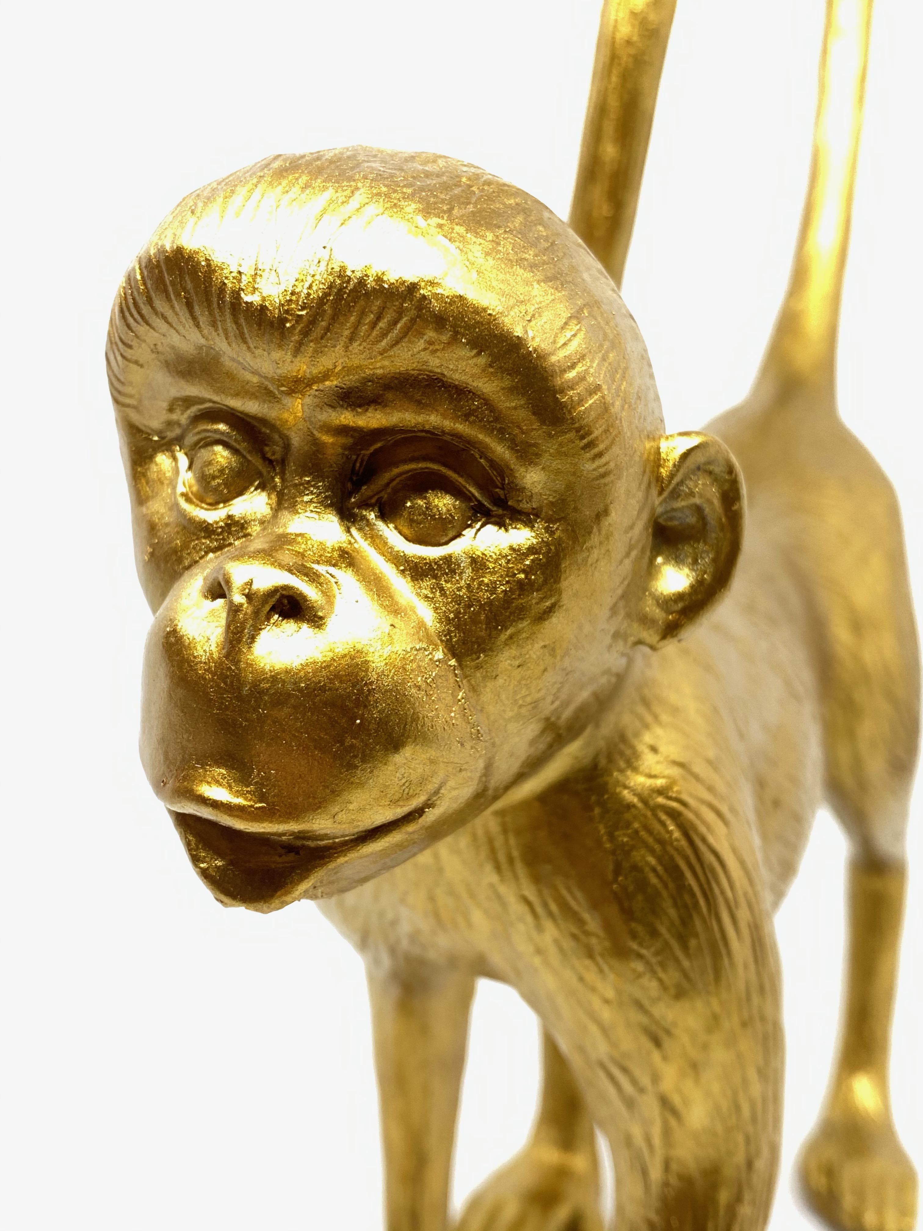 Beautiful Decorative Gilt Monkey Animal Statue Vintage Modern, 1980s 1