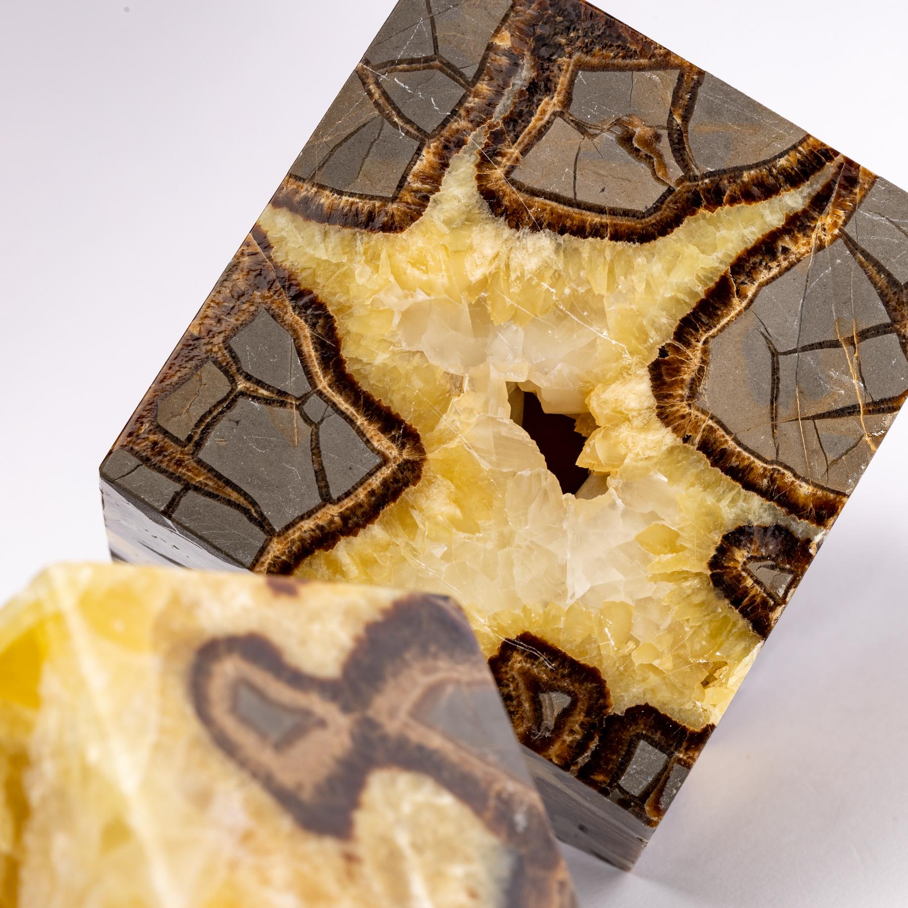 Beautiful Decorative Set of Three Cubes of Septarian from Madagascar 1