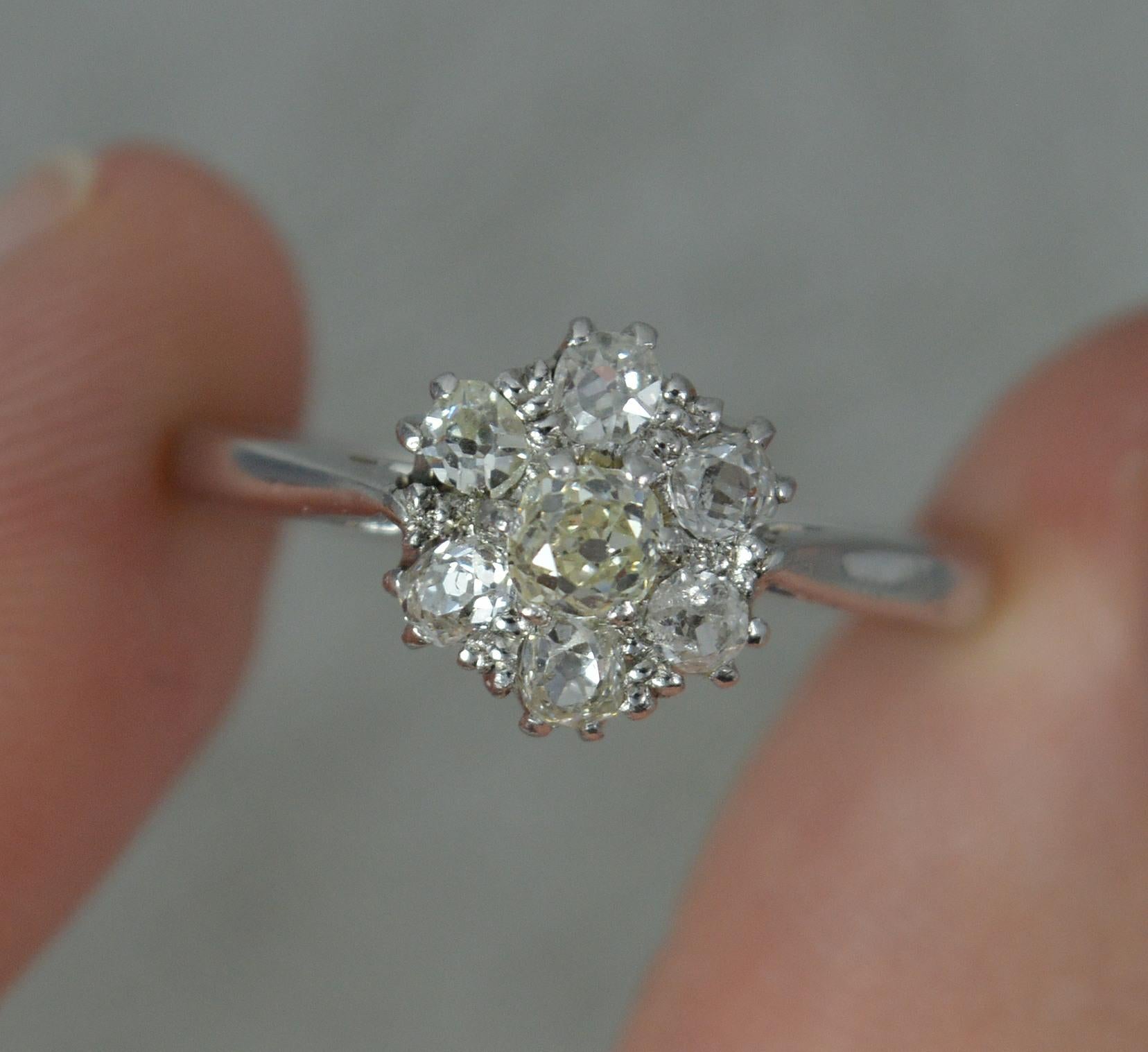 Beautiful Deep Old Mine Cut Diamond 18ct White Gold Cluster Ring 4