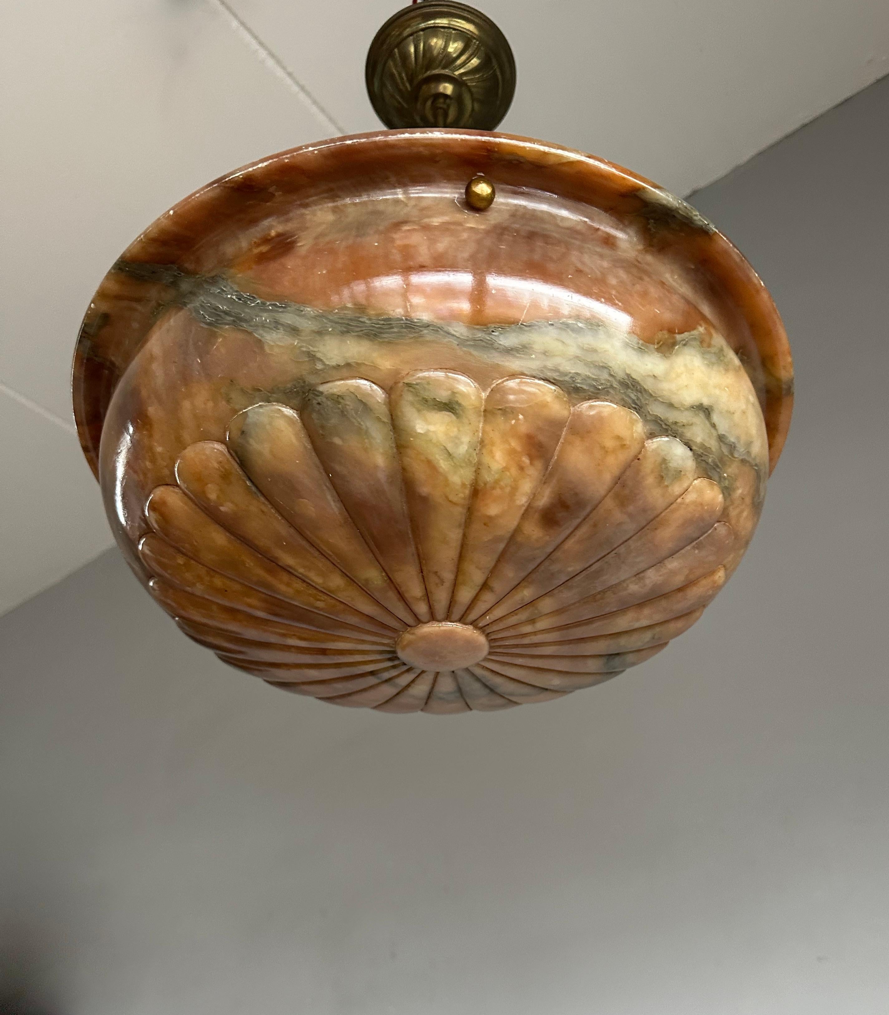 Perfectly Design Antique Alabaster Chandelier / Pendant Light in Mint Condition For Sale 4