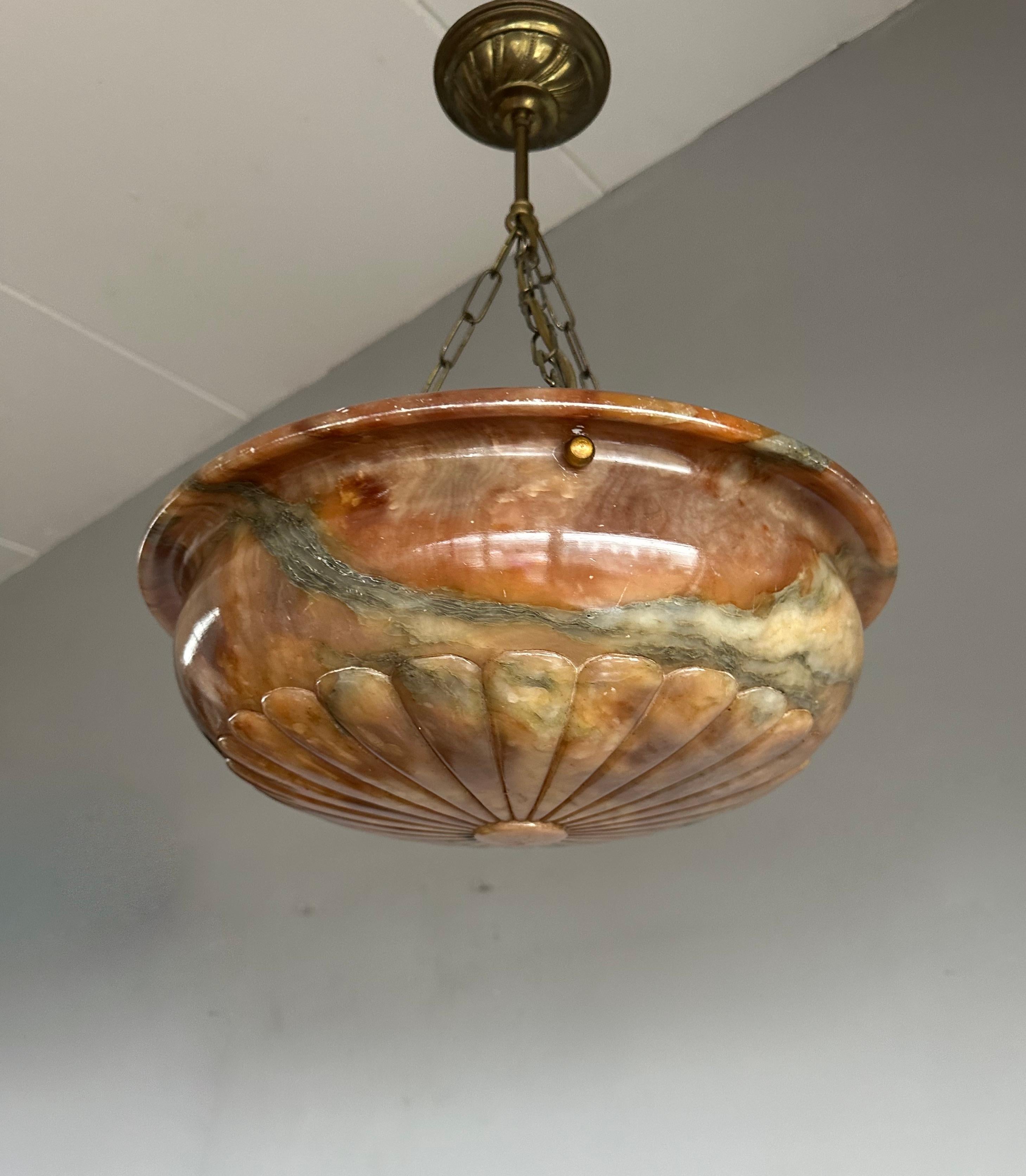 Perfectly Design Antique Alabaster Chandelier / Pendant Light in Mint Condition For Sale 5