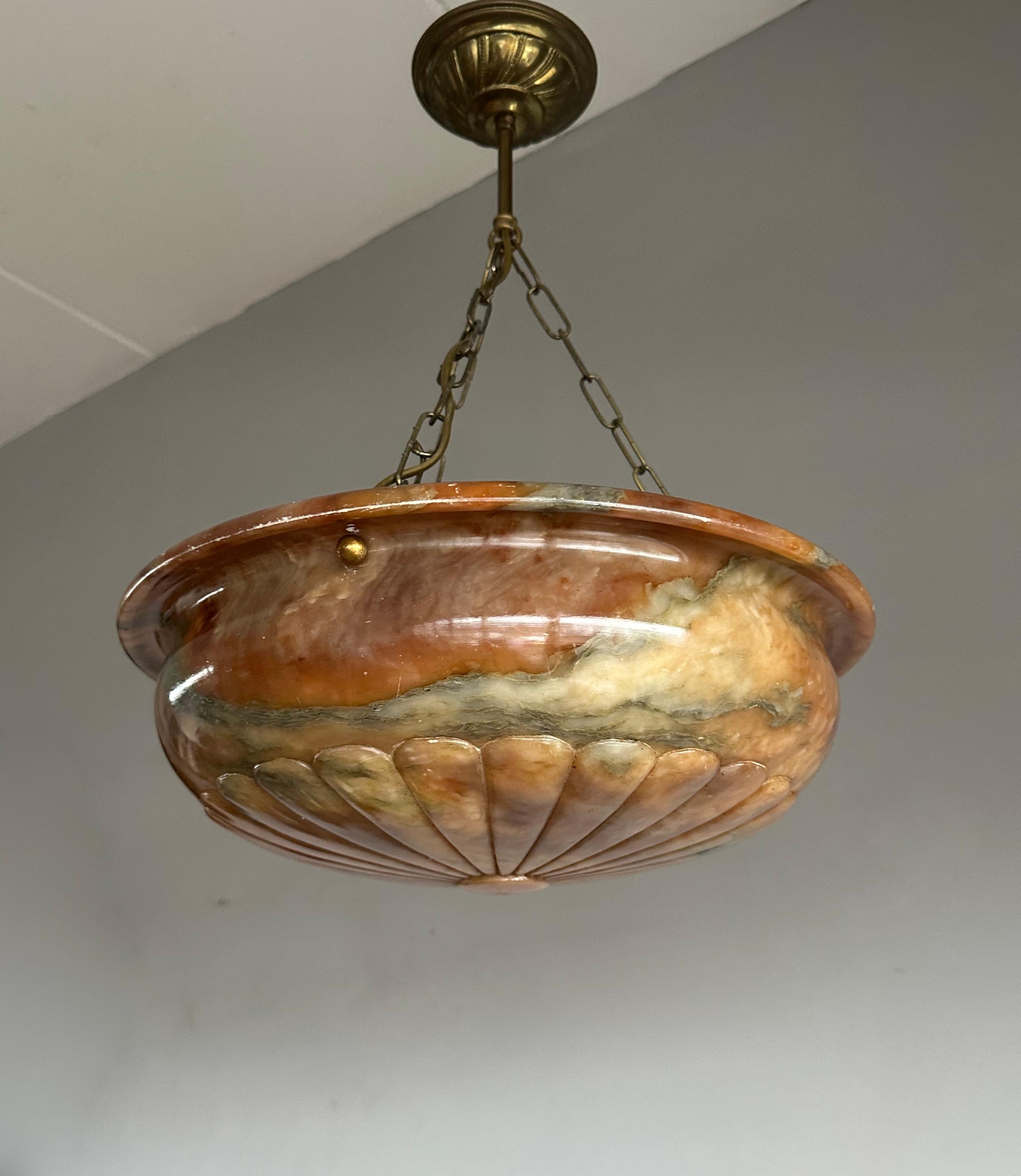 Perfectly Design Antique Alabaster Chandelier / Pendant Light in Mint Condition For Sale 7