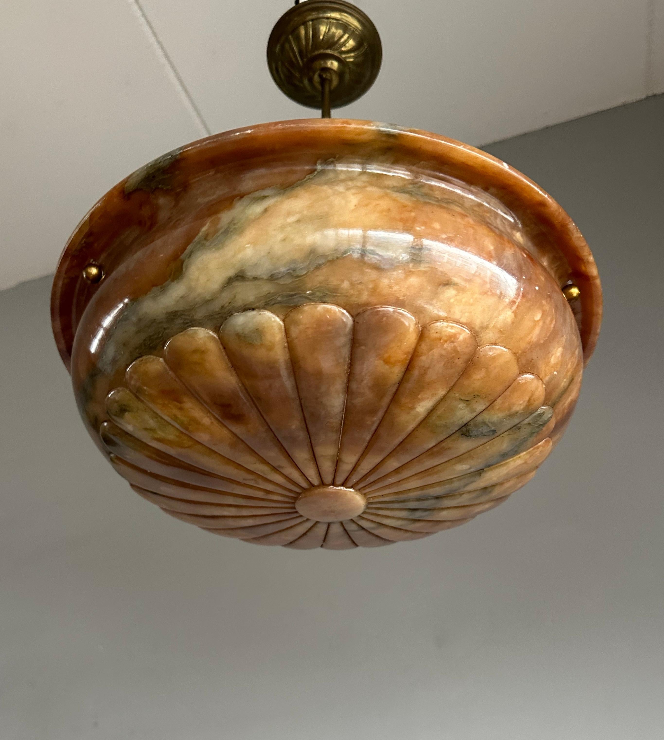 Perfectly Design Antique Alabaster Chandelier / Pendant Light in Mint Condition For Sale 8
