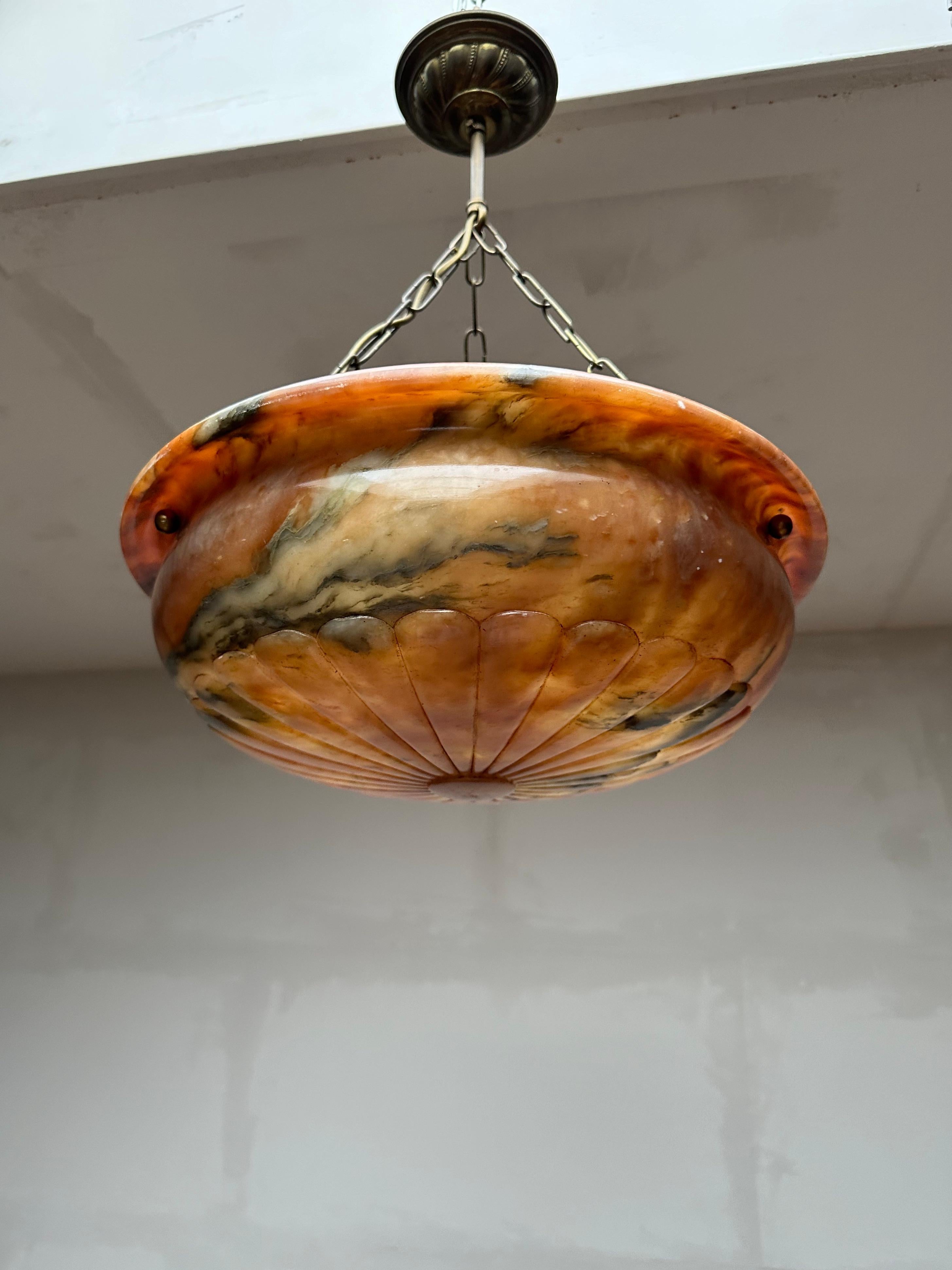 Perfectly Design Antique Alabaster Chandelier / Pendant Light in Mint Condition For Sale 11