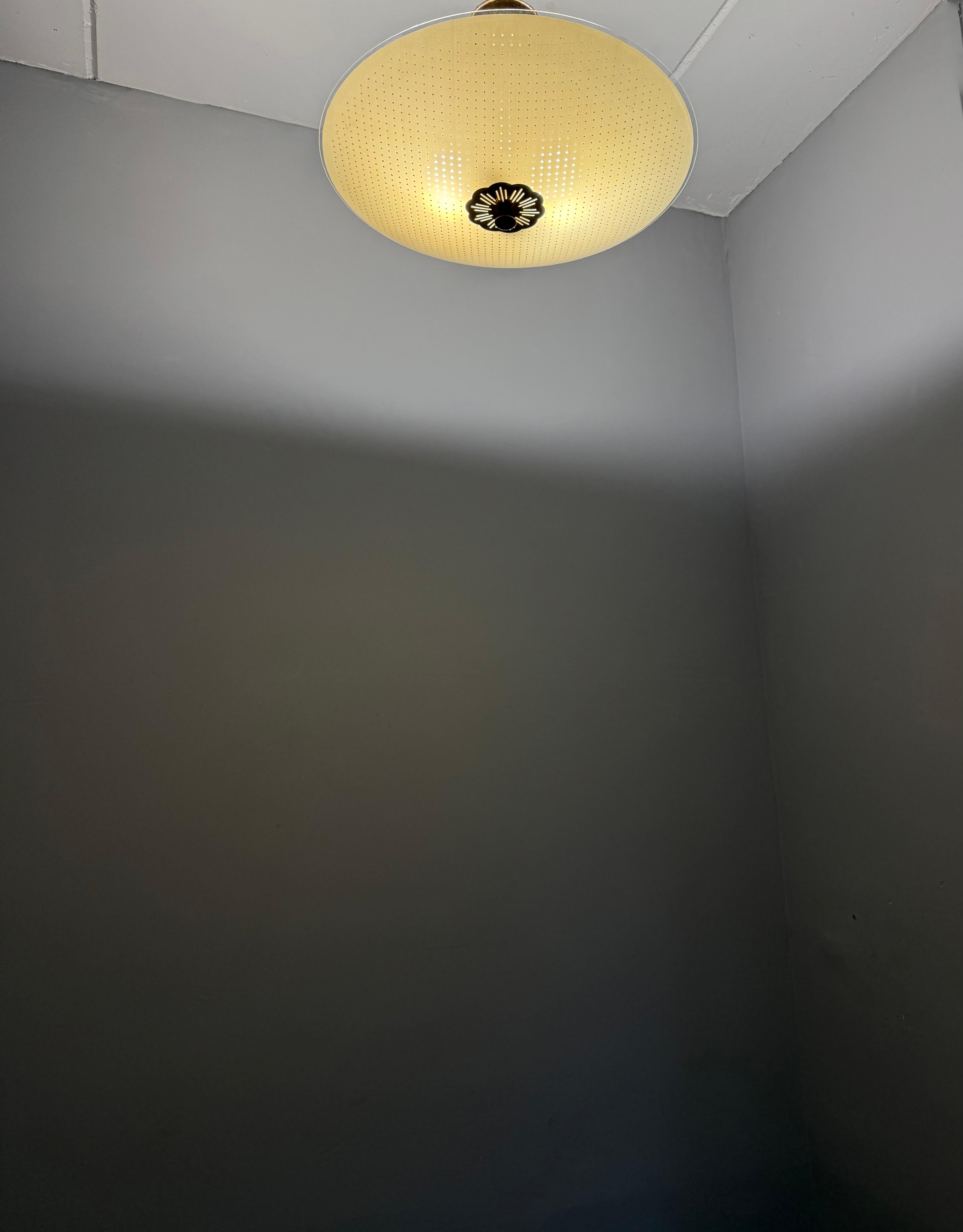 Beautiful Design Circular Art Glass Holes Pattern Mid-Century Modern Flush Mount For Sale 3