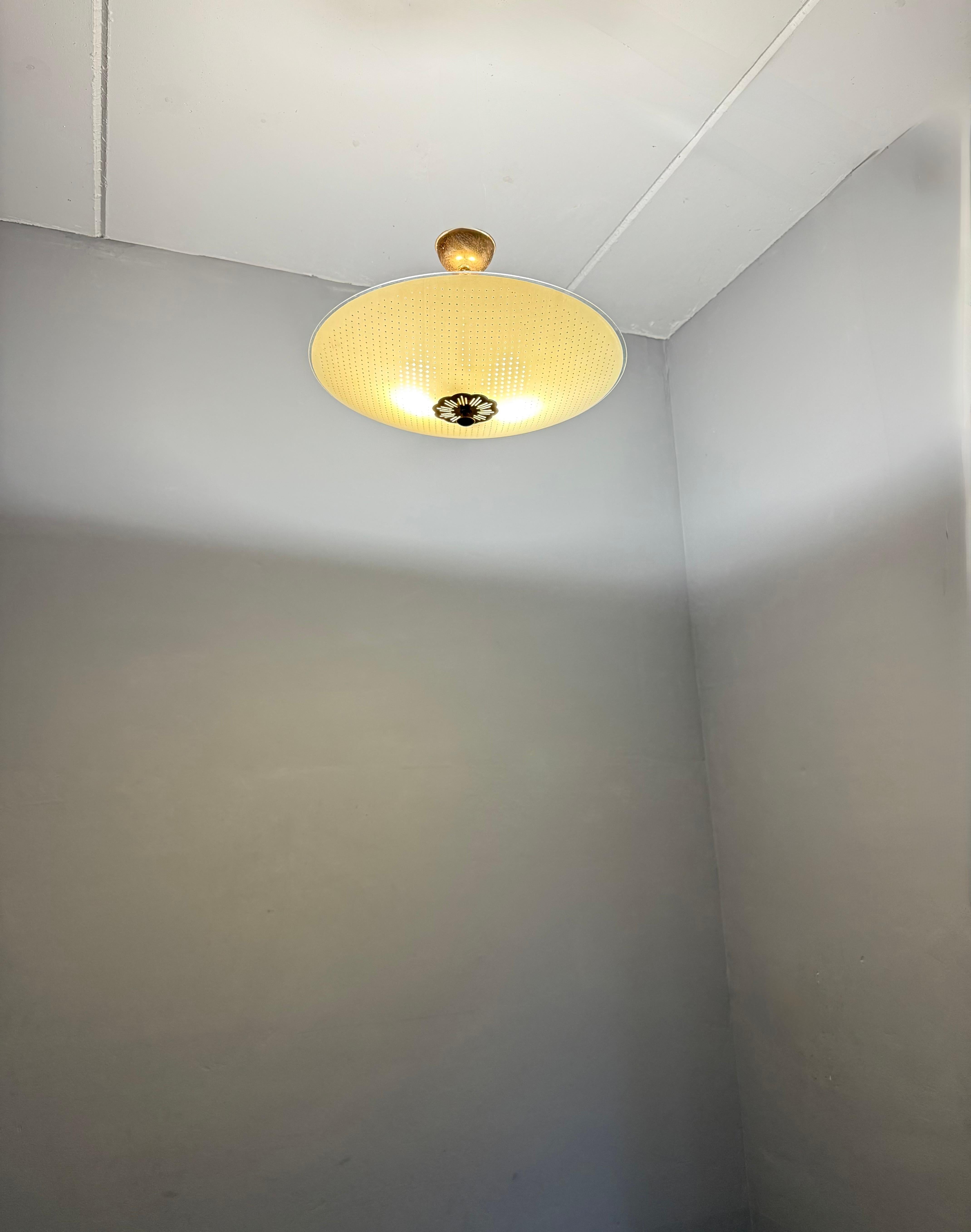 Beautiful Design Circular Art Glass Holes Pattern Mid-Century Modern Flush Mount For Sale 4