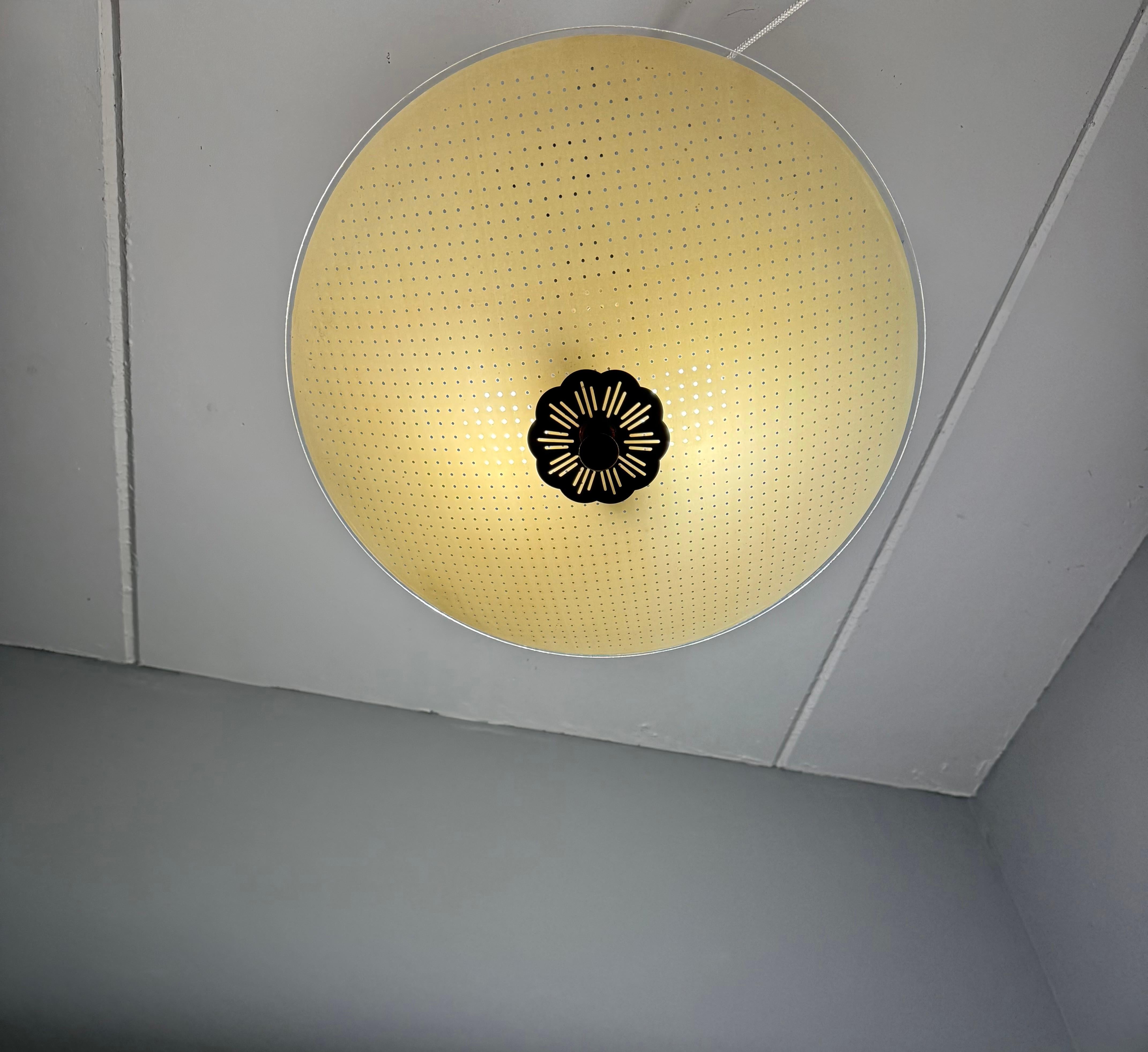 Beautiful Design Circular Art Glass Holes Pattern Mid-Century Modern Flush Mount For Sale 5