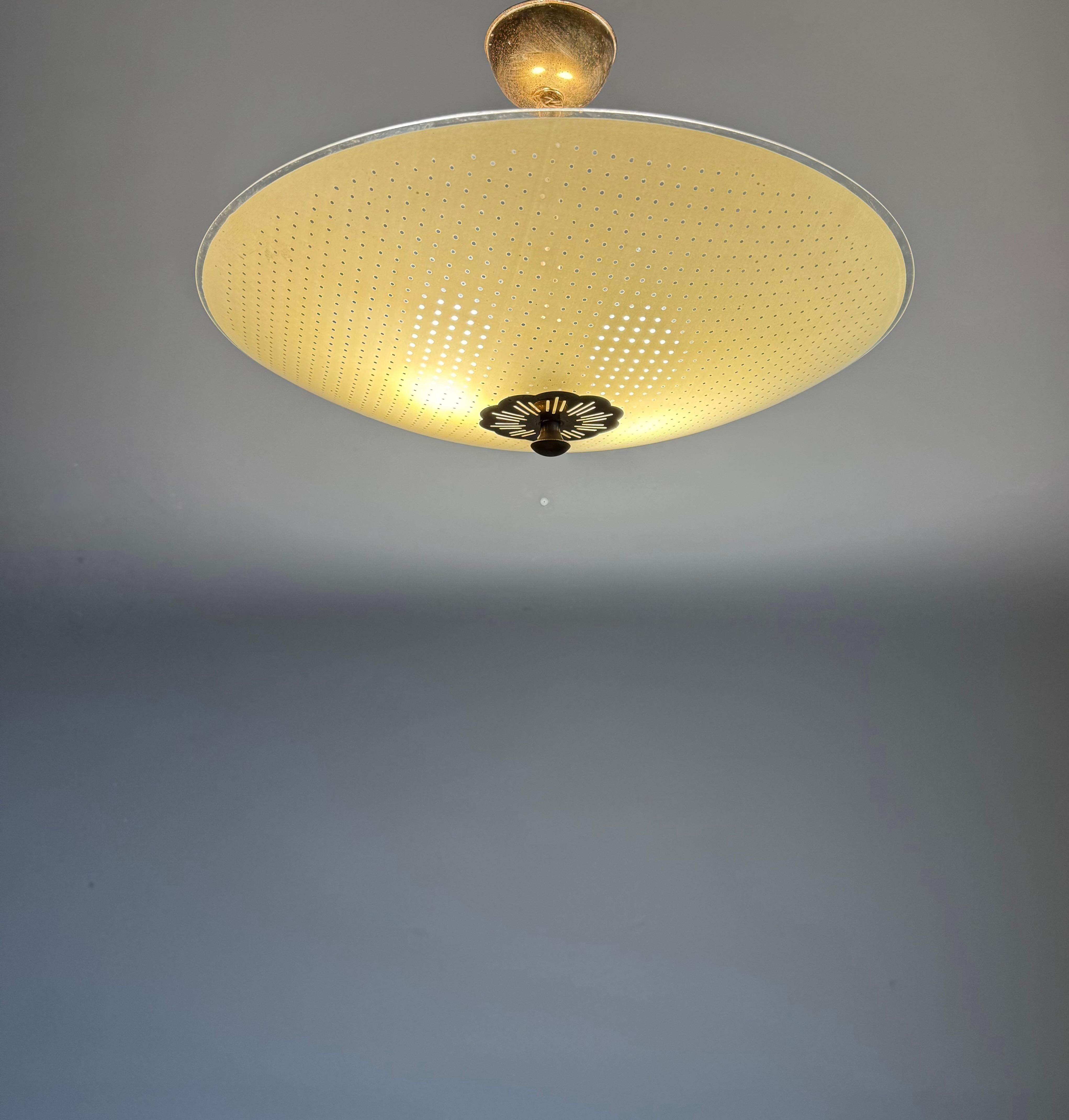 Beautiful Design Circular Art Glass Holes Pattern Mid-Century Modern Flush Mount For Sale 7