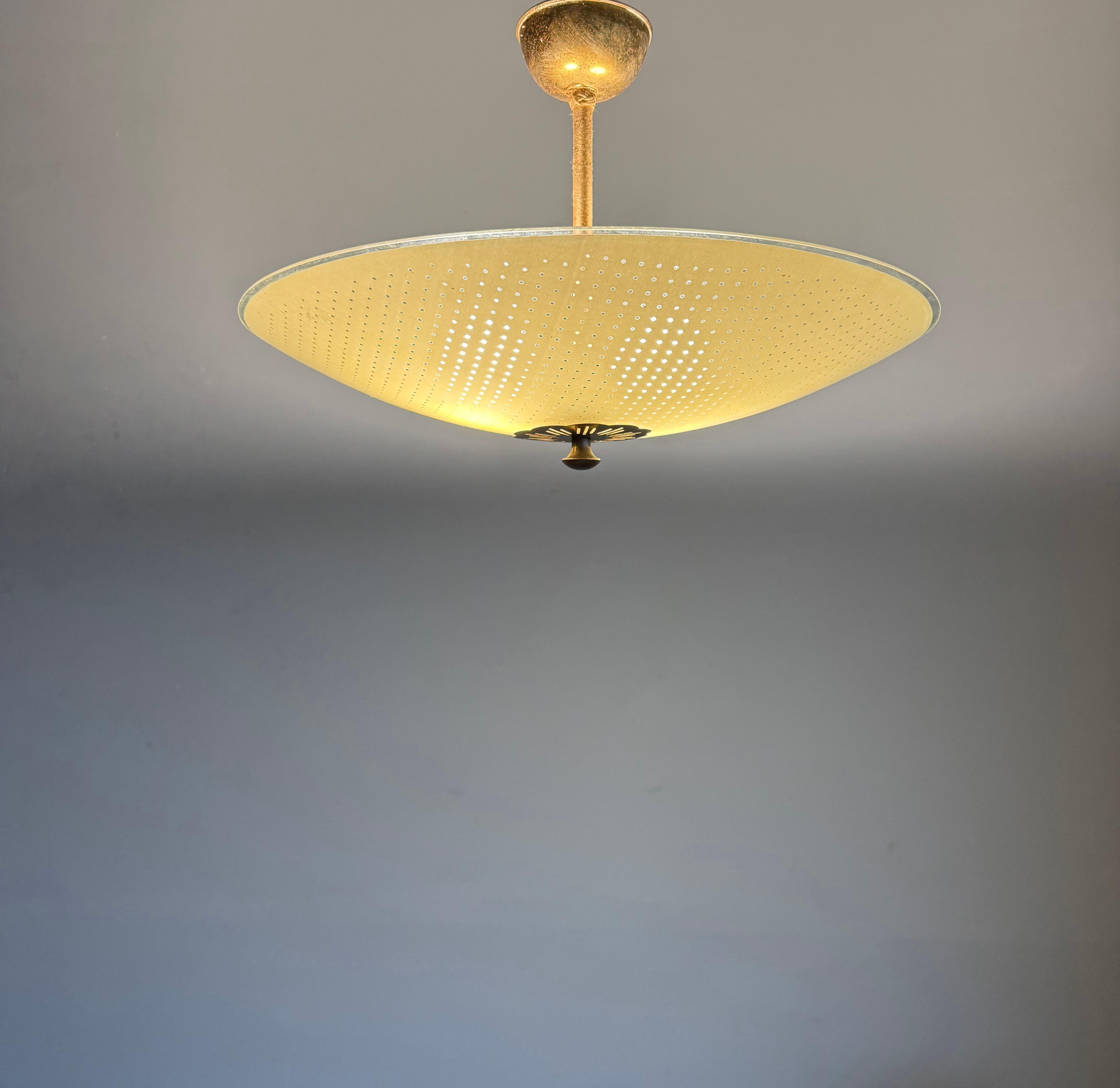 Beautiful Design Circular Art Glass Holes Pattern Mid-Century Modern Flush Mount For Sale 8