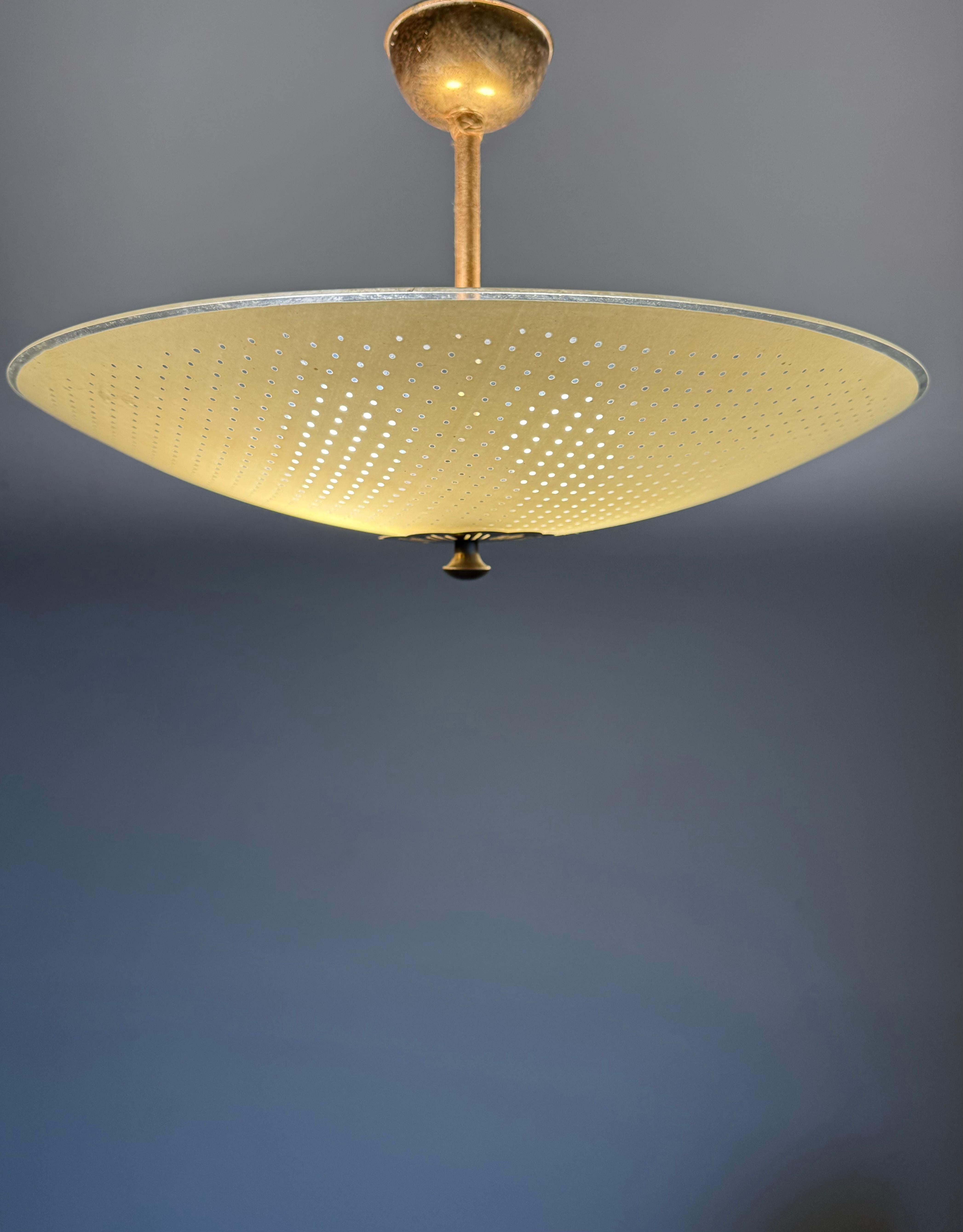 Beautiful Design Circular Art Glass Holes Pattern Mid-Century Modern Flush Mount For Sale 9