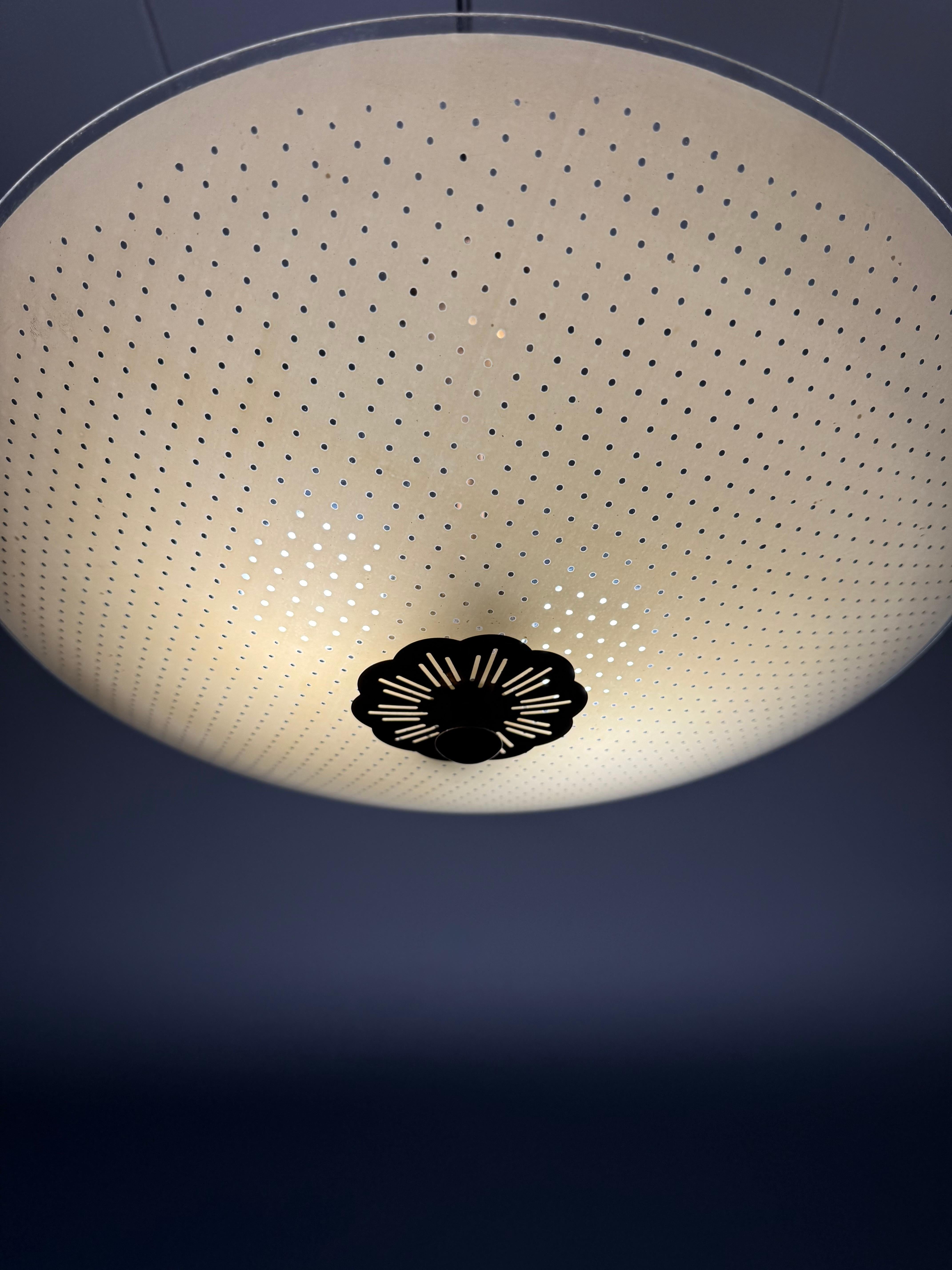 Beautiful Design Circular Art Glass Holes Pattern Mid-Century Modern Flush Mount For Sale 11