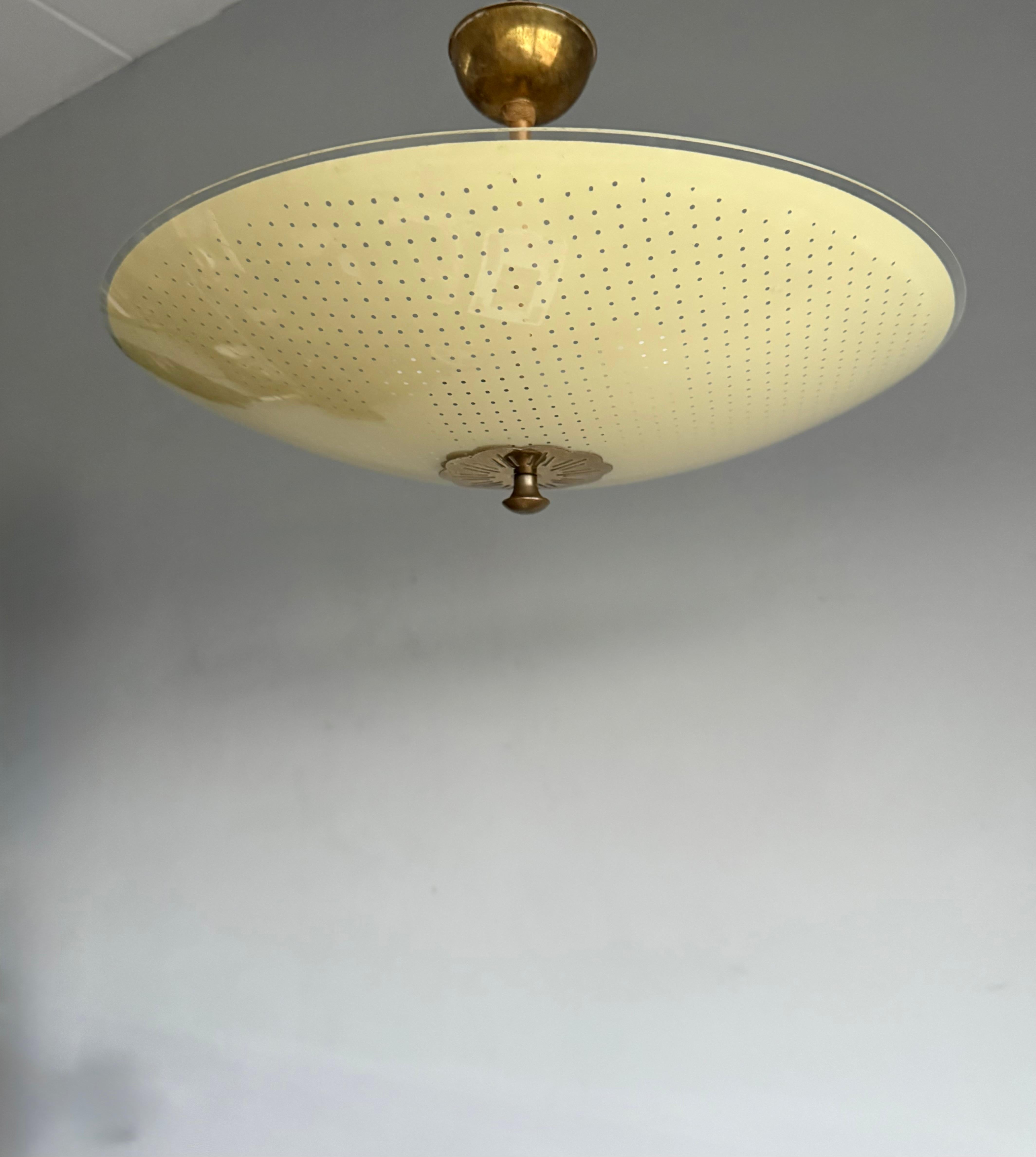 Cast Beautiful Design Circular Art Glass Holes Pattern Mid-Century Modern Flush Mount For Sale