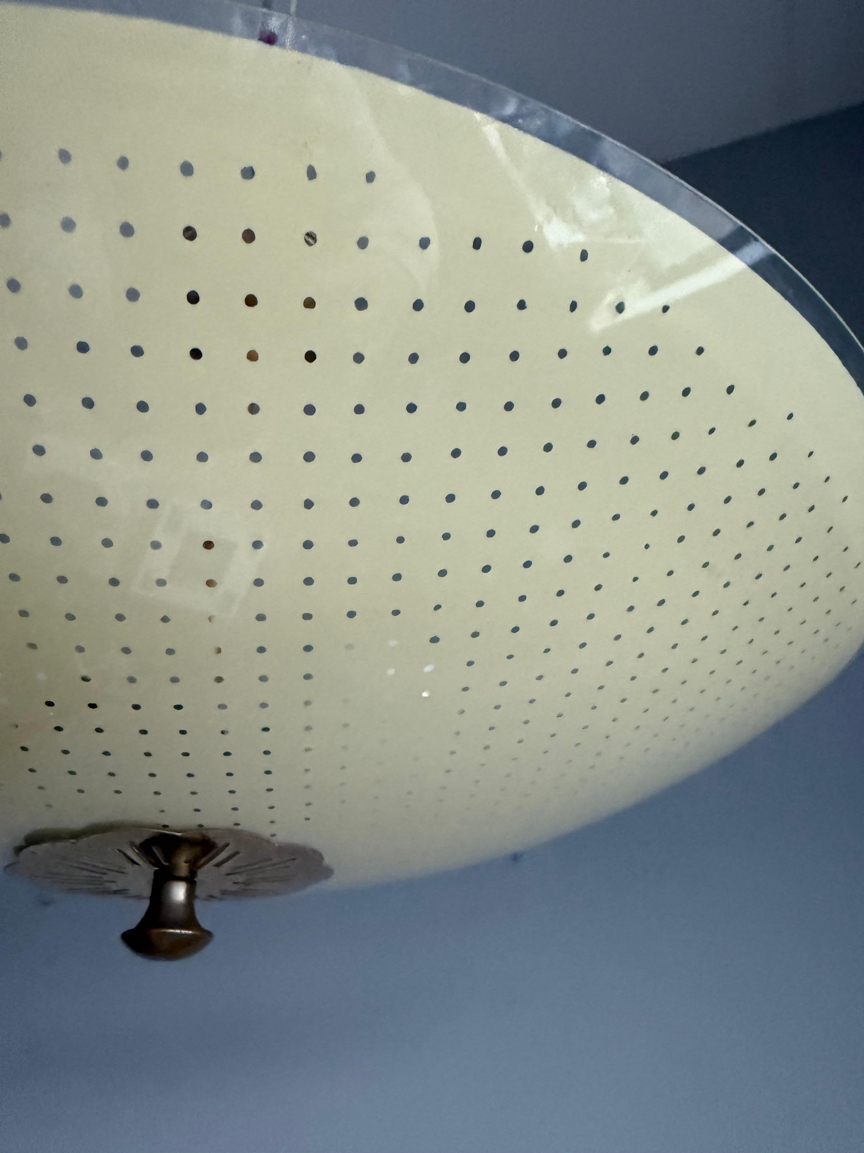 20th Century Beautiful Design Circular Art Glass Holes Pattern Mid-Century Modern Flush Mount For Sale