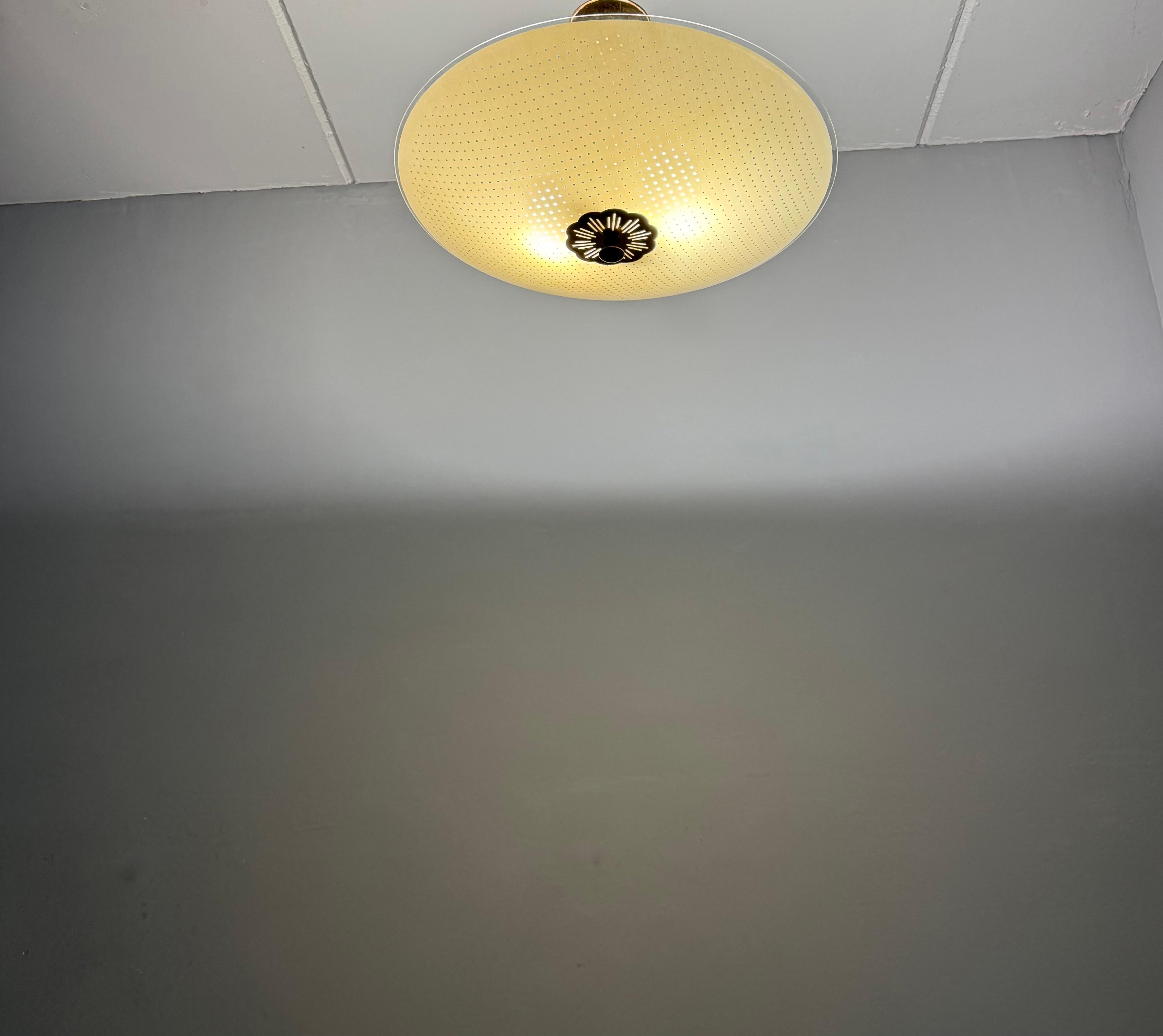 Beautiful Design Circular Art Glass Holes Pattern Mid-Century Modern Flush Mount For Sale 1