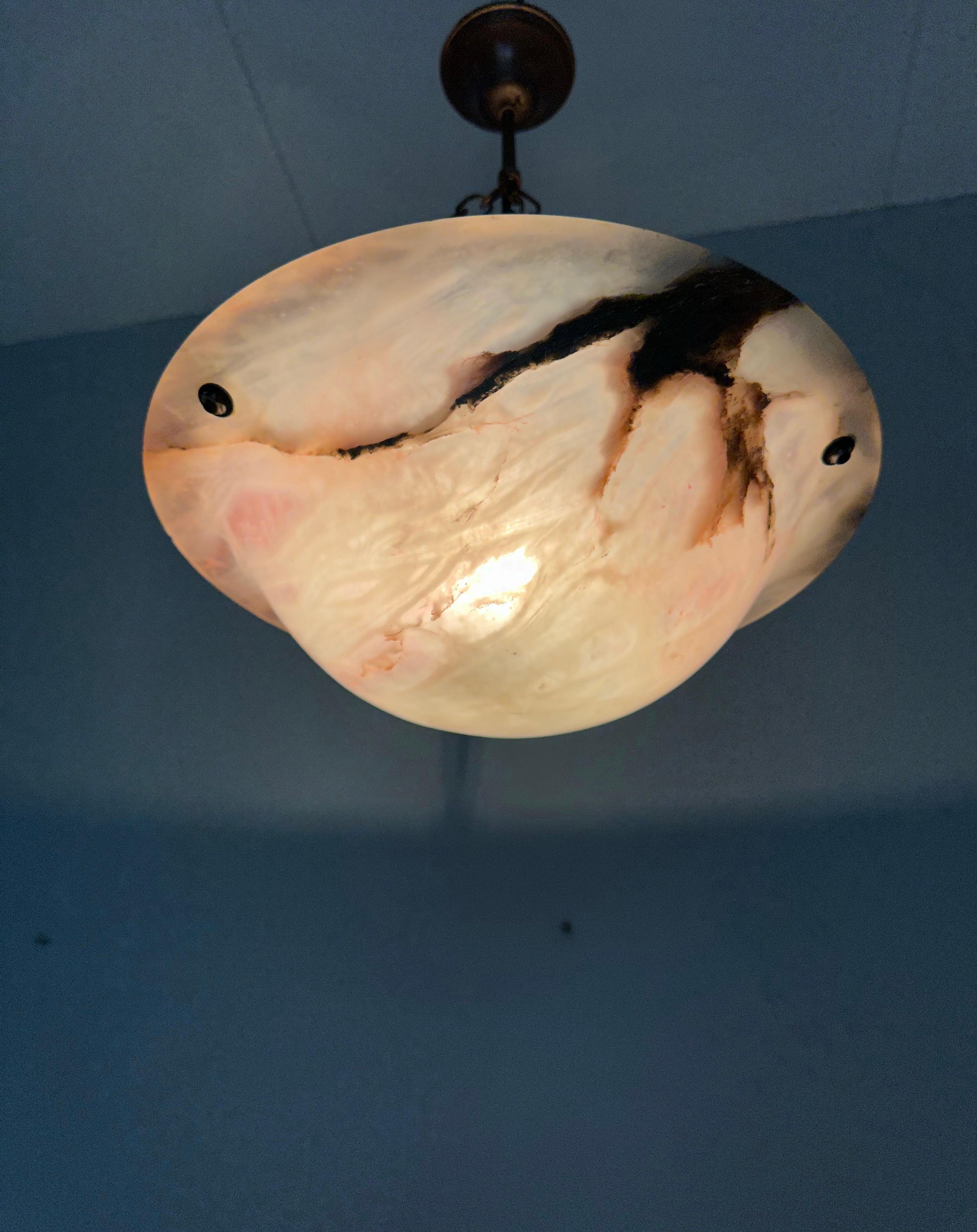Beautiful Design of Mother Nature Mineral Stone Alabaster Pendant or Flush Mount For Sale 5