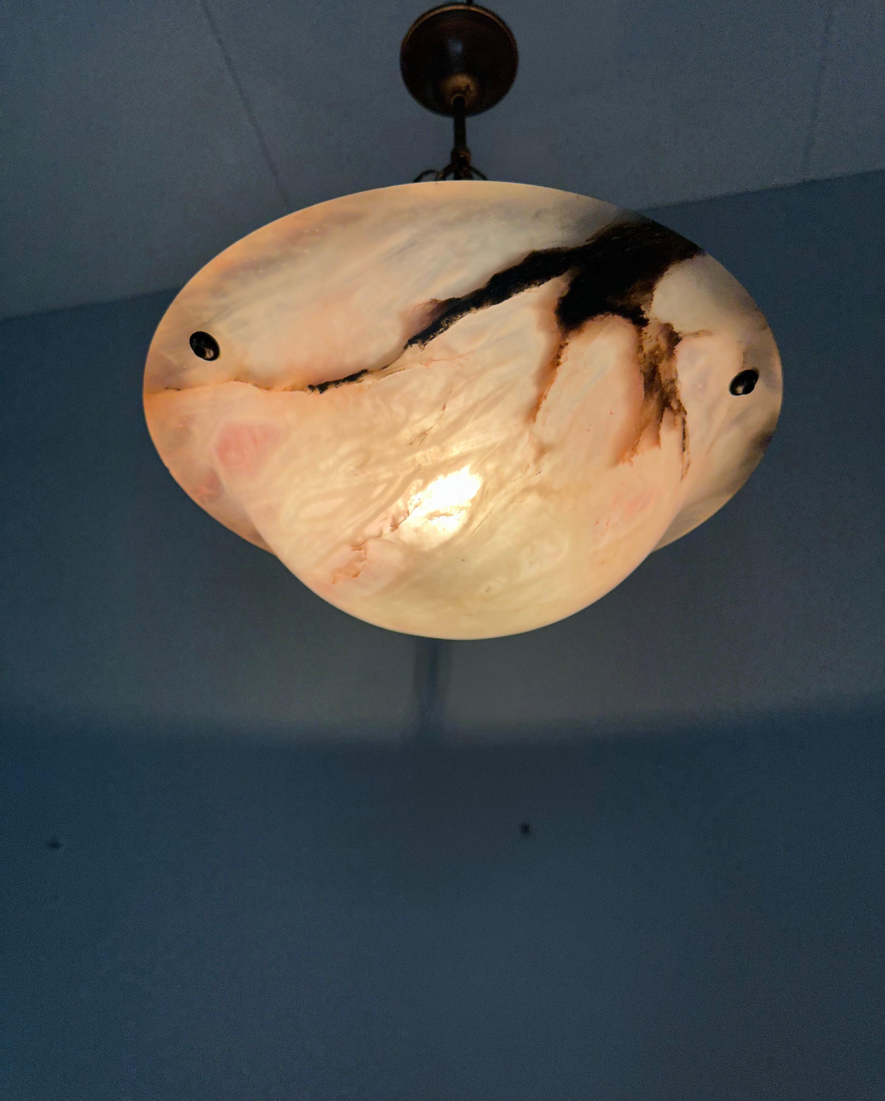 Beautiful Design of Mother Nature Mineral Stone Alabaster Pendant or Flush Mount For Sale 6